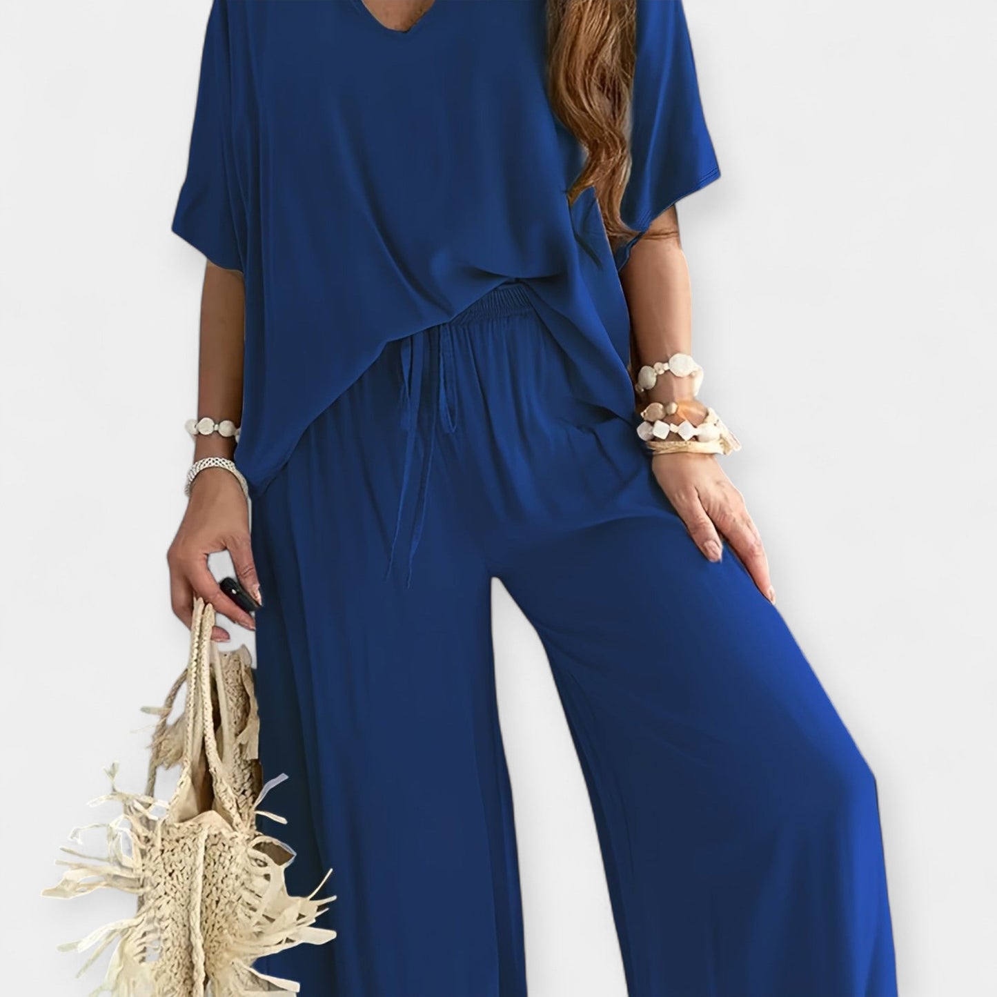 Conjunto ligero con pantalón ancho y blusa suelta