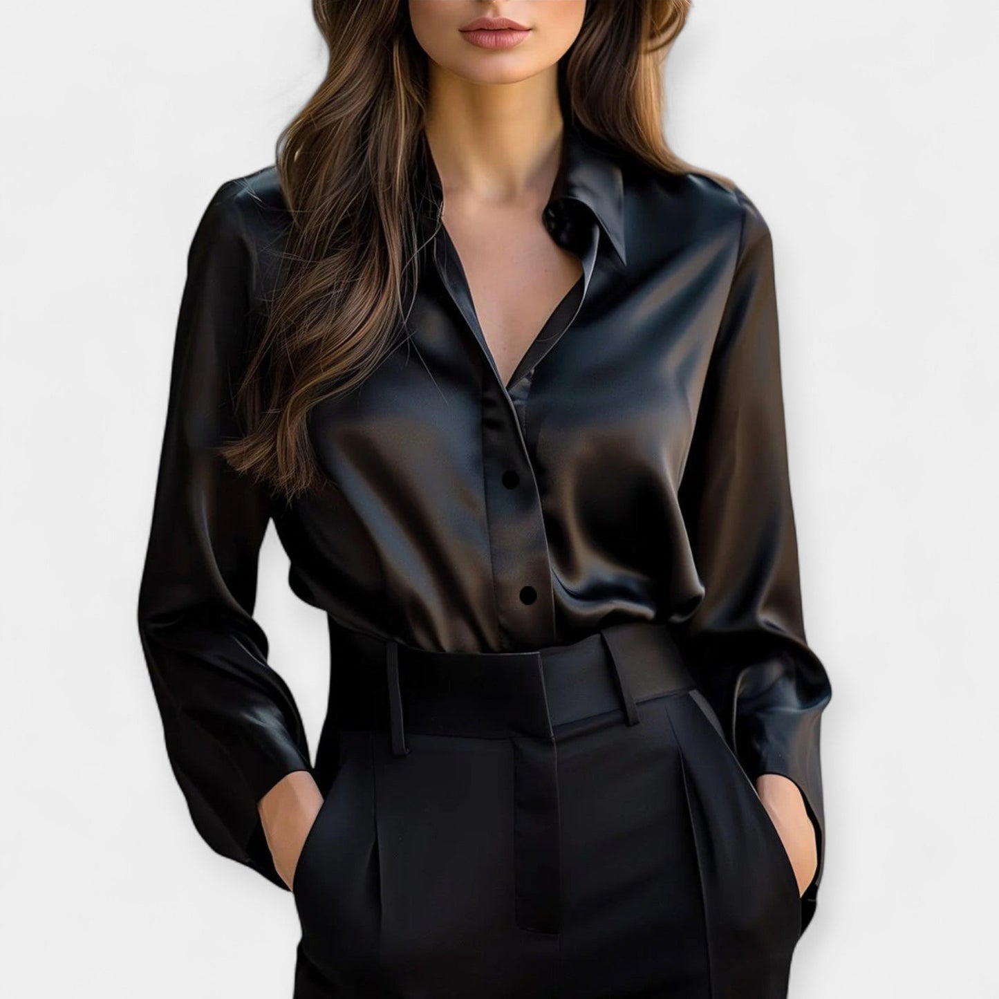 Blusa de Satén con Cuello