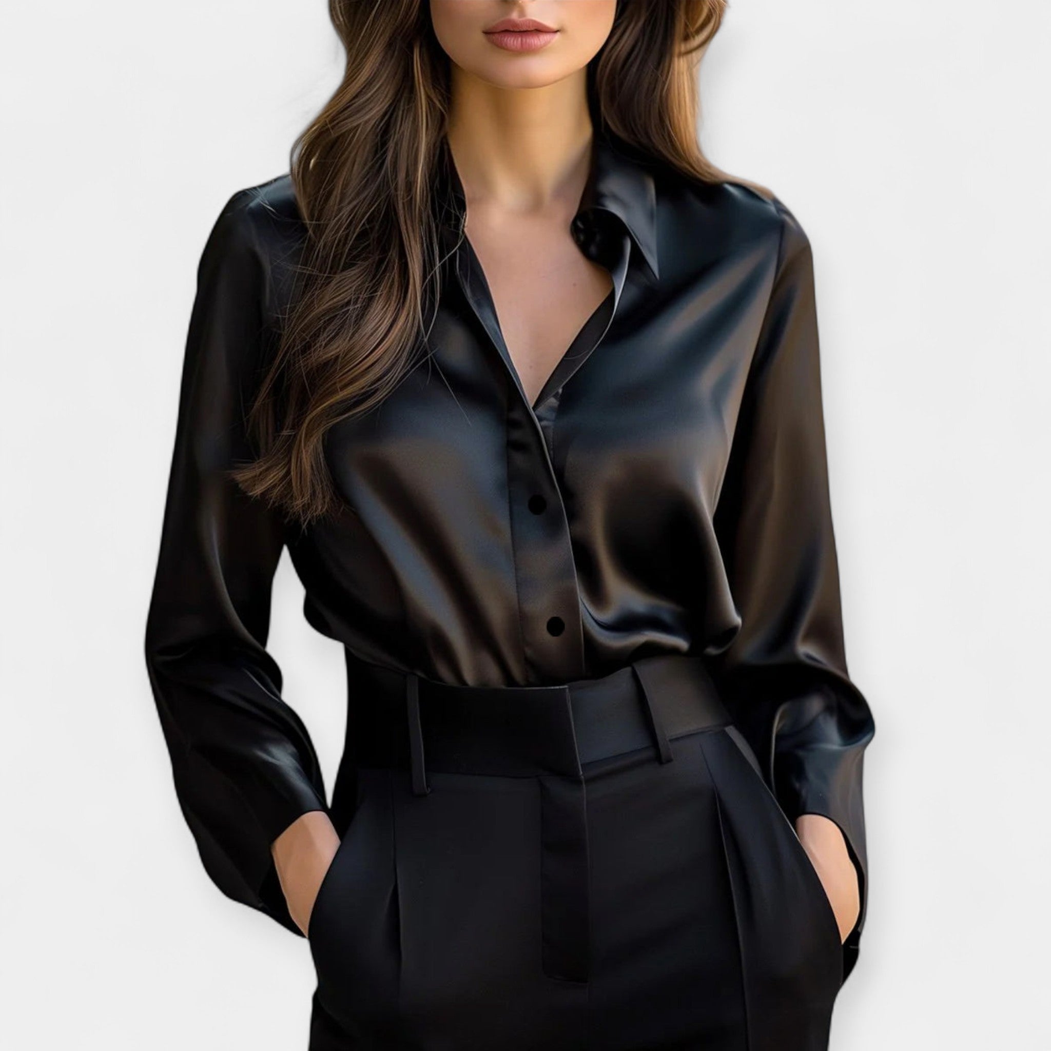 Blusa de Satén con Cuello