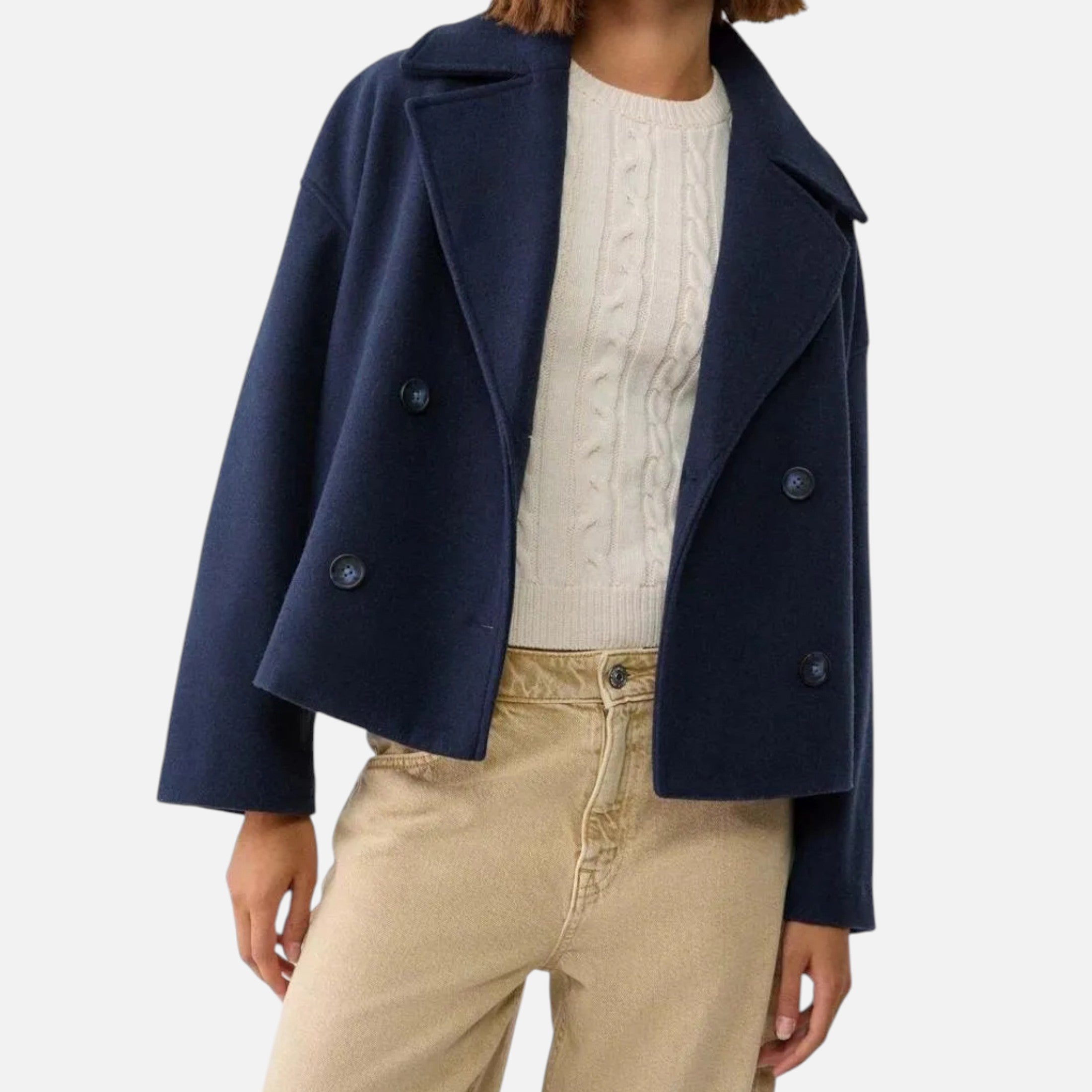 Abrigo Corto Mujer Oversize Elegante