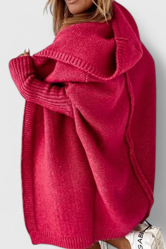 Cárdigan Oversized Capucha Tejido Grueso Exclusivo Genial