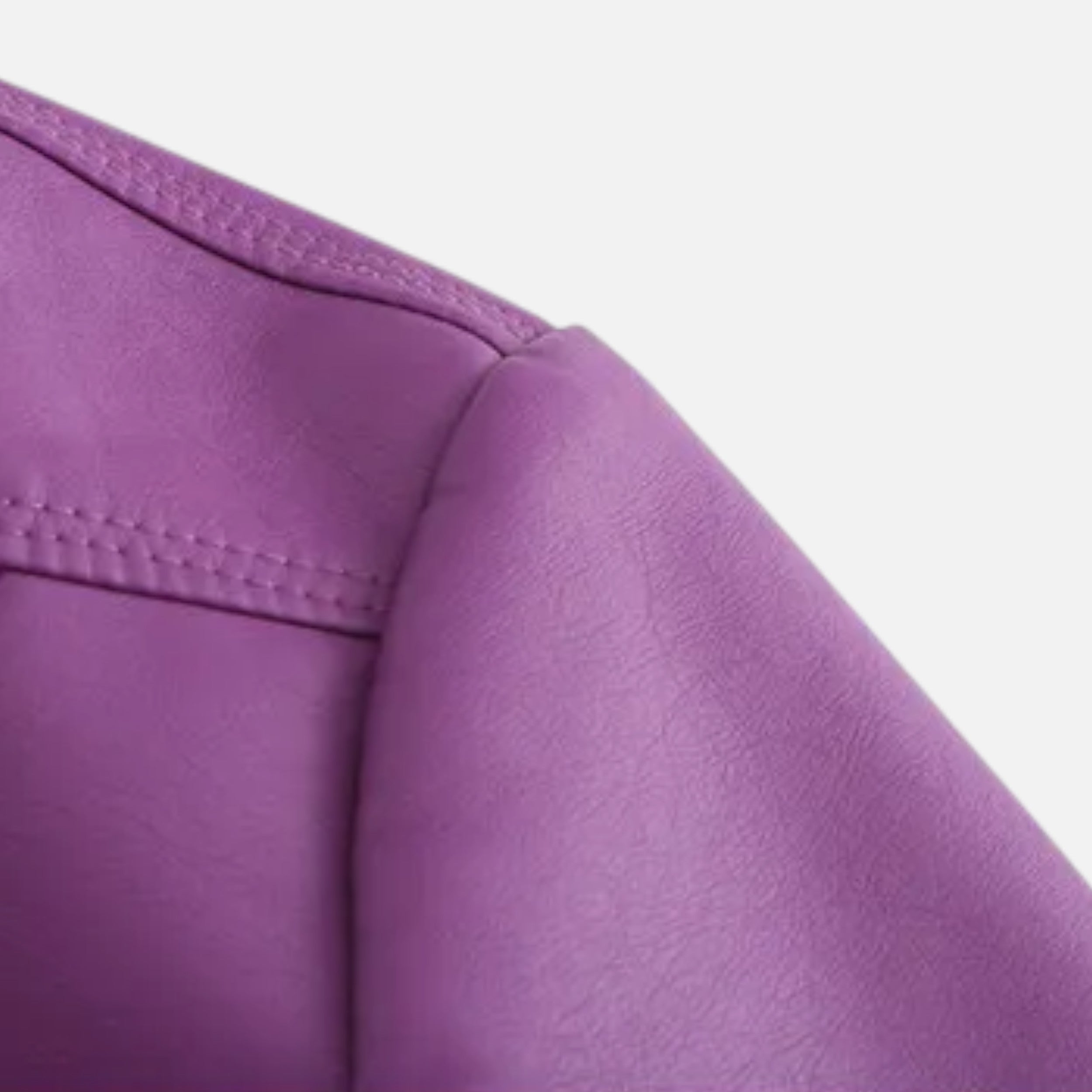 Chaqueta Corta Mujer Cuero PU Cuello Alto con Cinturón