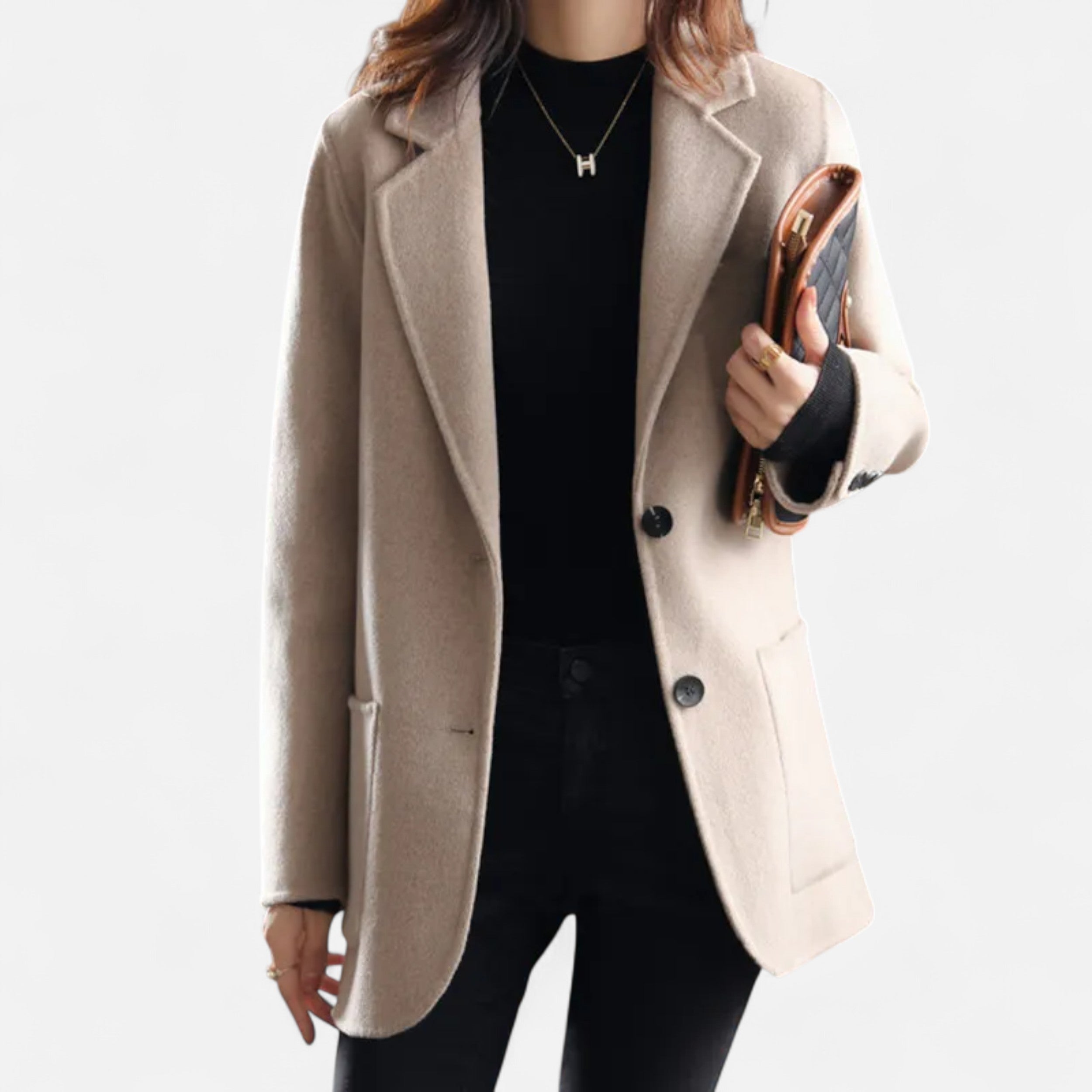 Abrigo Mujer Lana Gruesa Corte Slim Elegante
