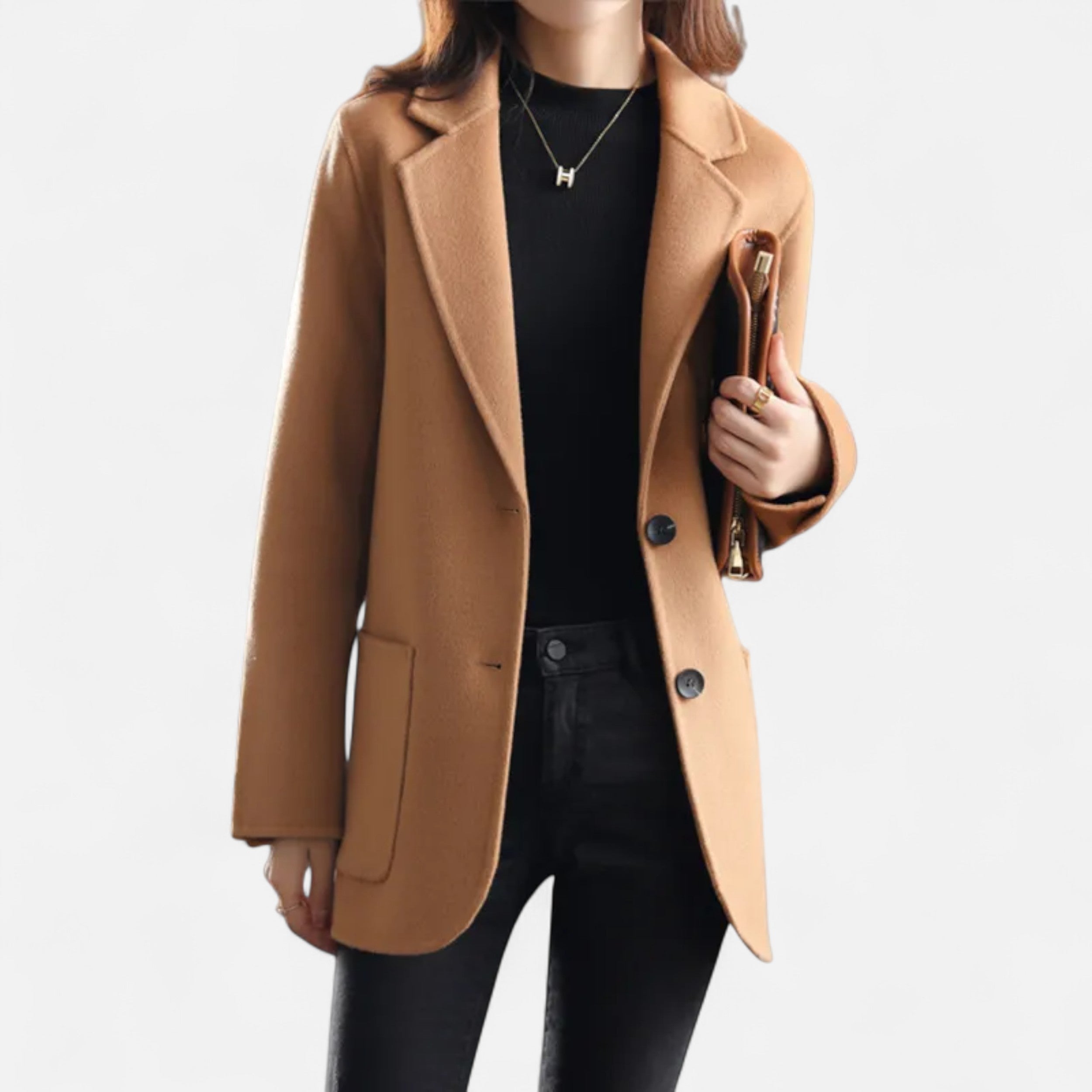 Abrigo Mujer Lana Gruesa Corte Slim Elegante