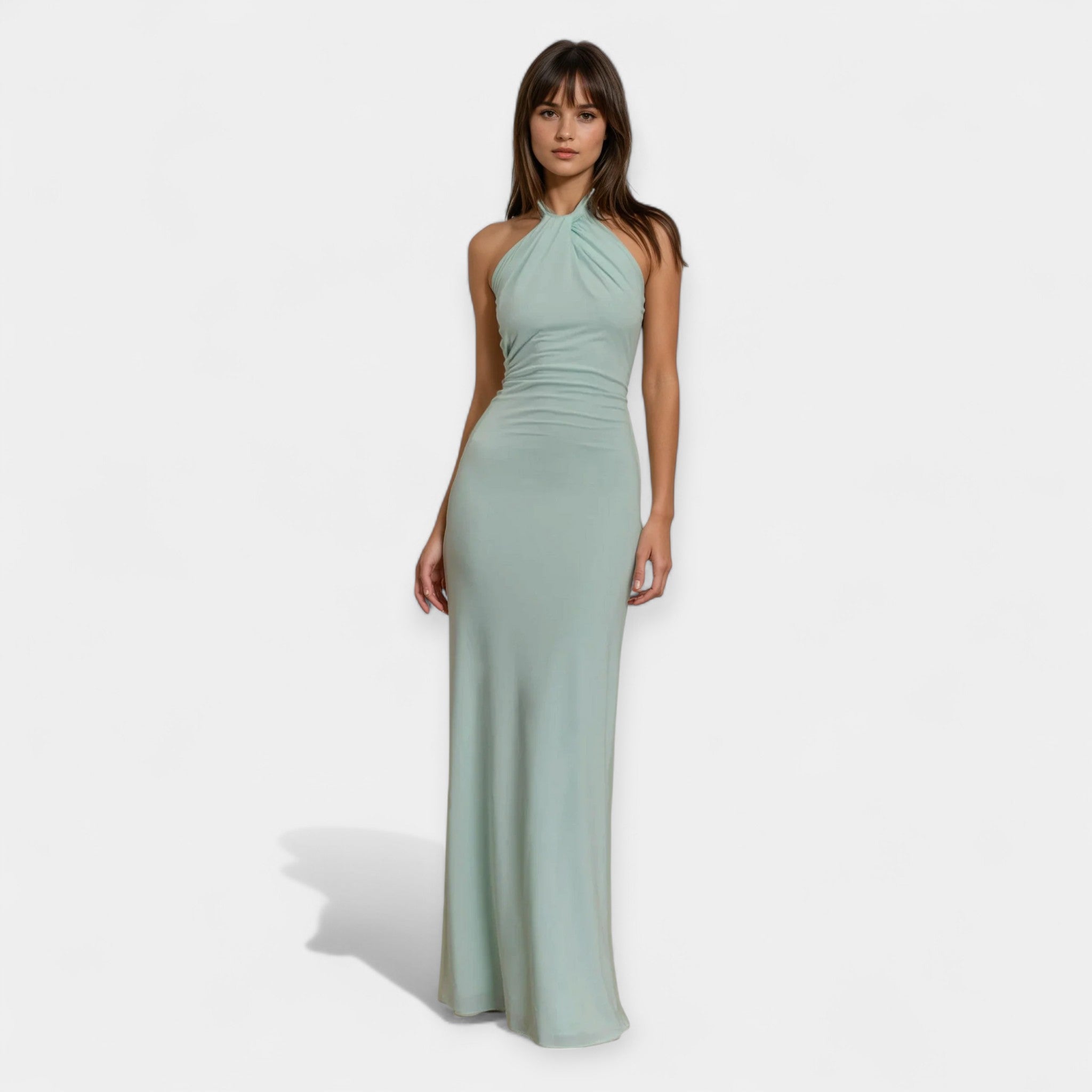 Vestido maxi con lazada en el cuello