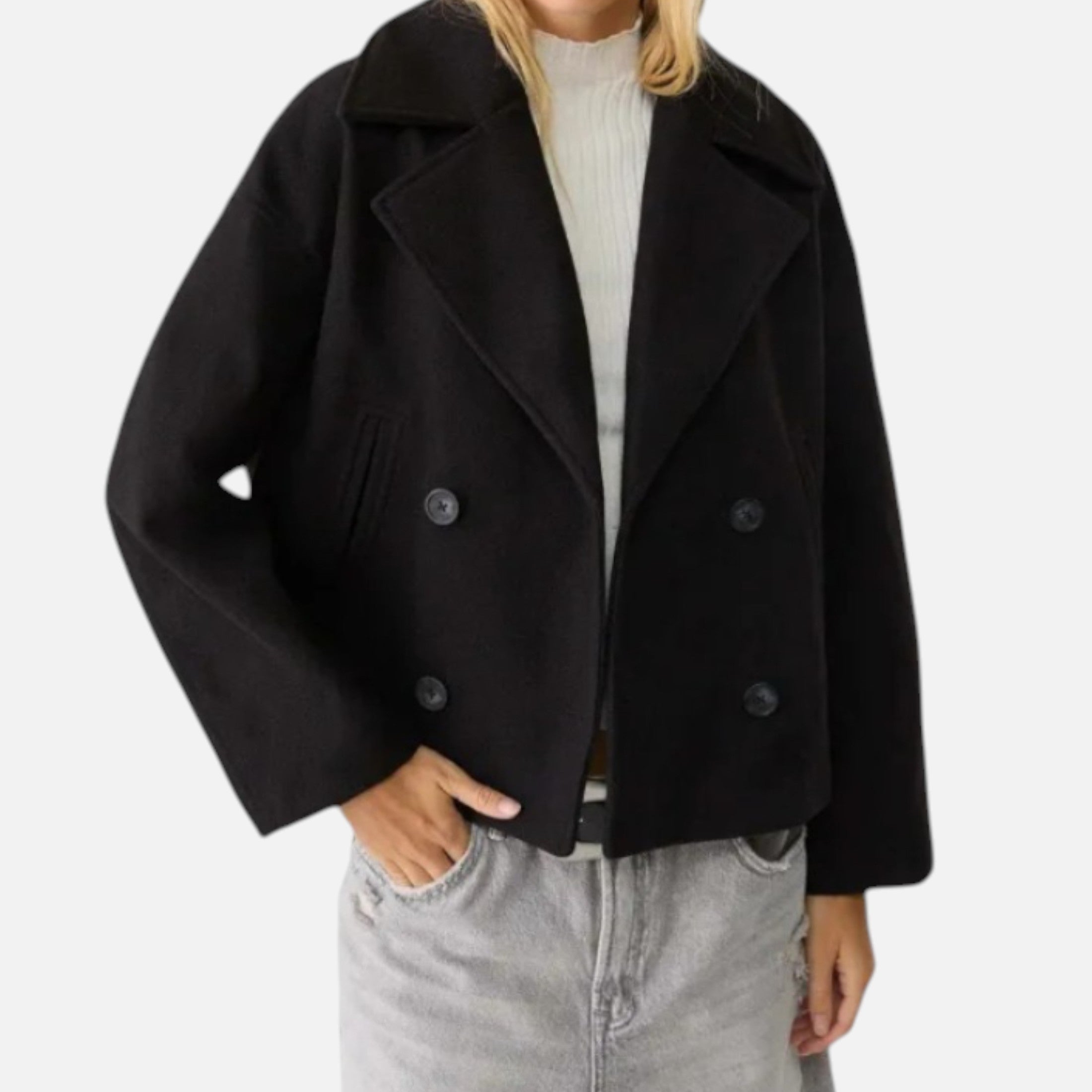 Abrigo Corto Mujer Oversize Elegante