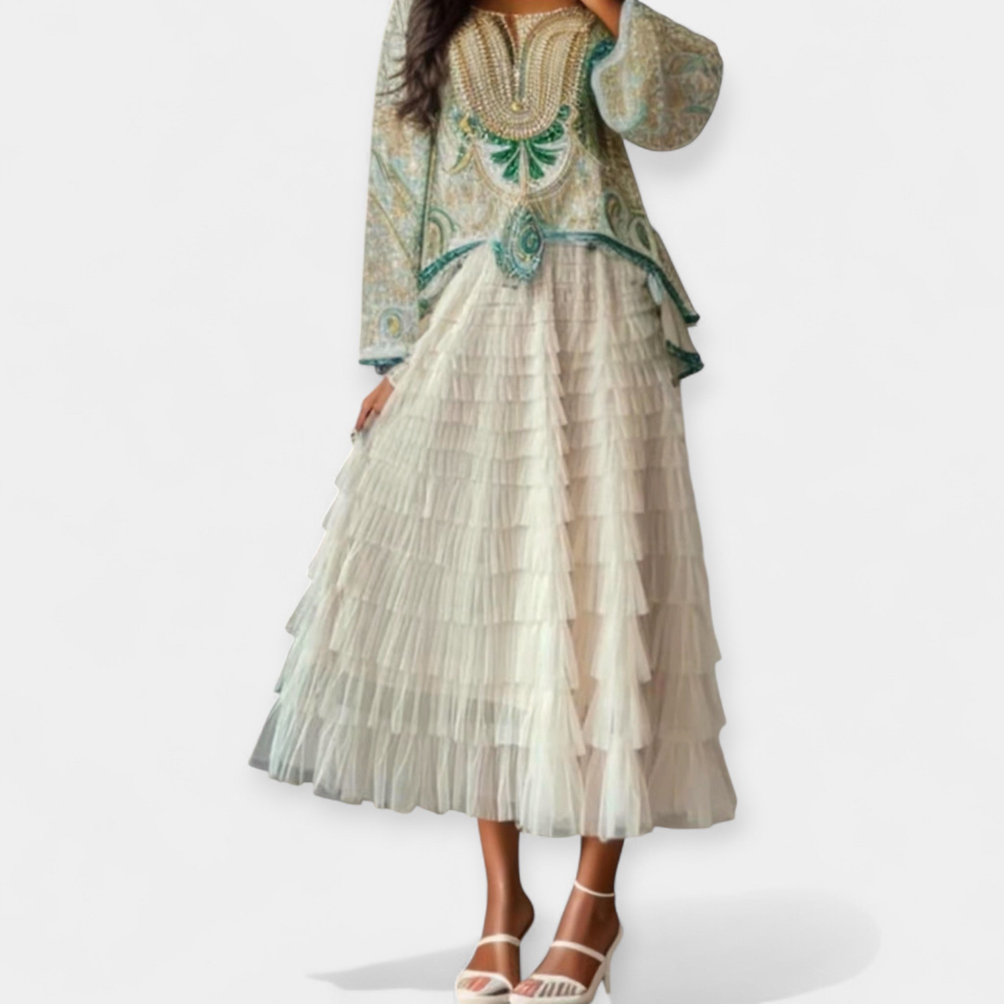 Falda Elegante con Detalle de Tul