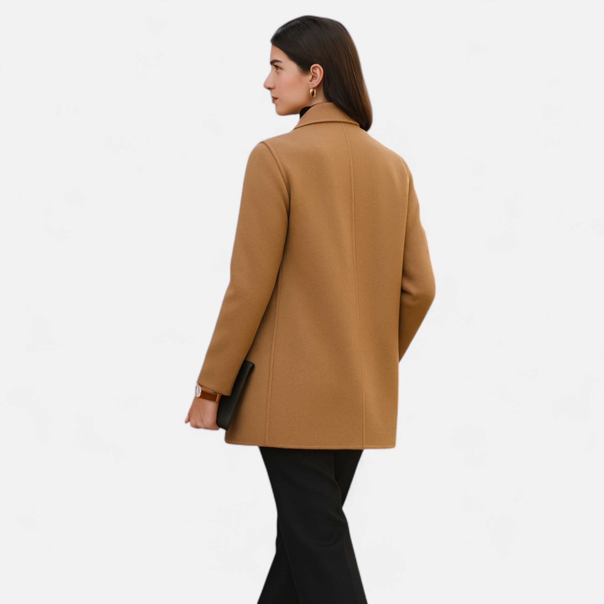 Abrigo Mujer Lana Gruesa Corte Slim Elegante