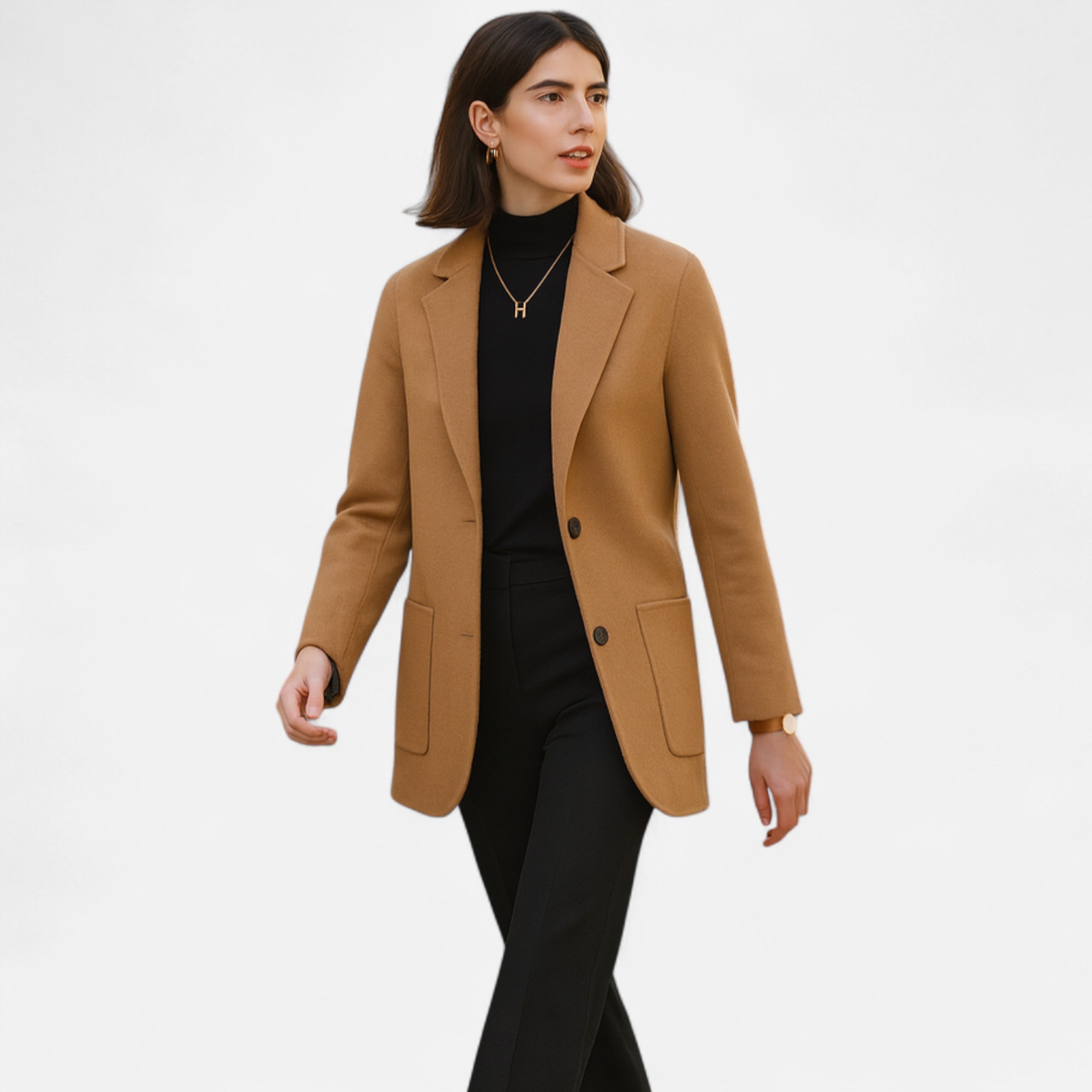 Abrigo Mujer Lana Gruesa Corte Slim Elegante