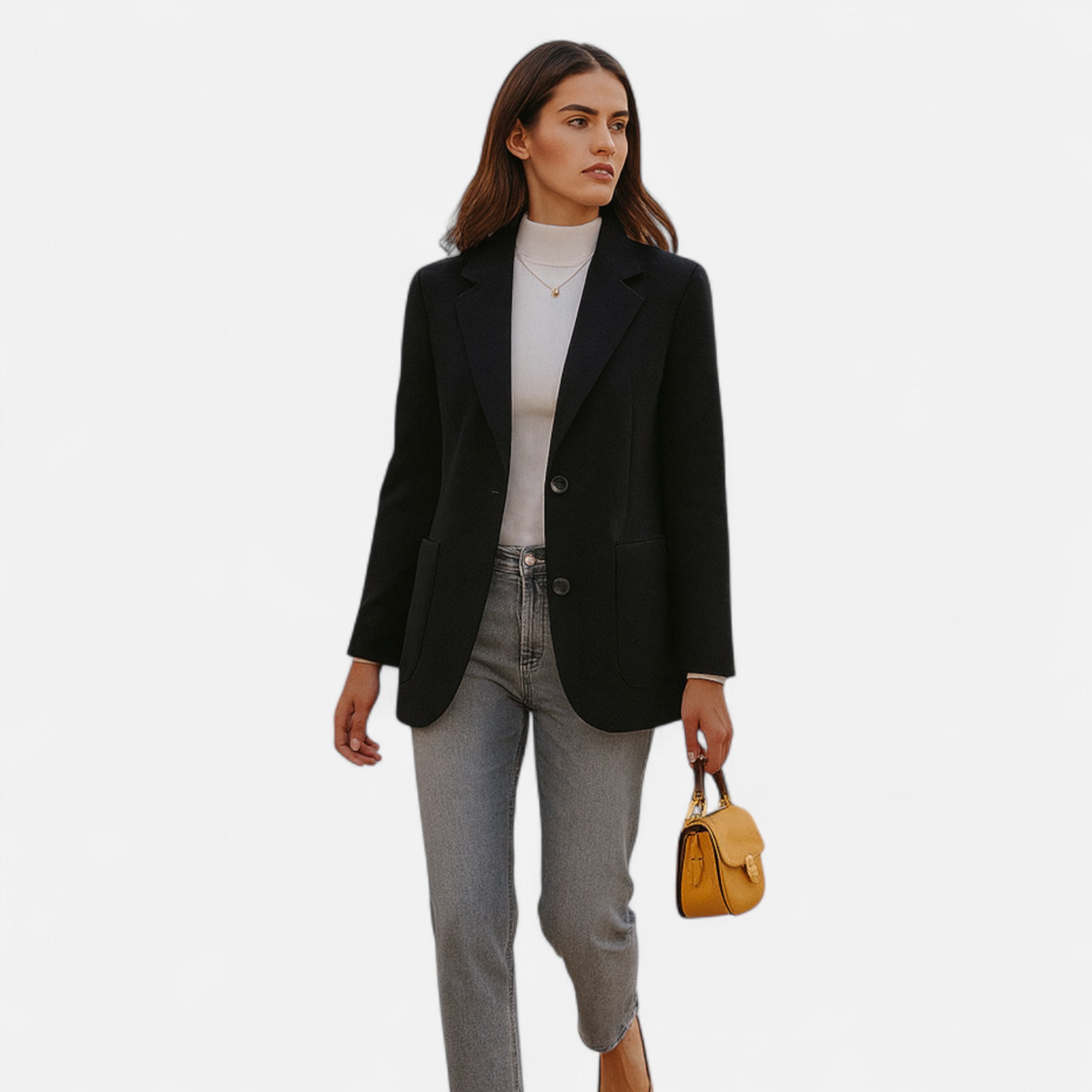 Abrigo Mujer Lana Gruesa Corte Slim Elegante