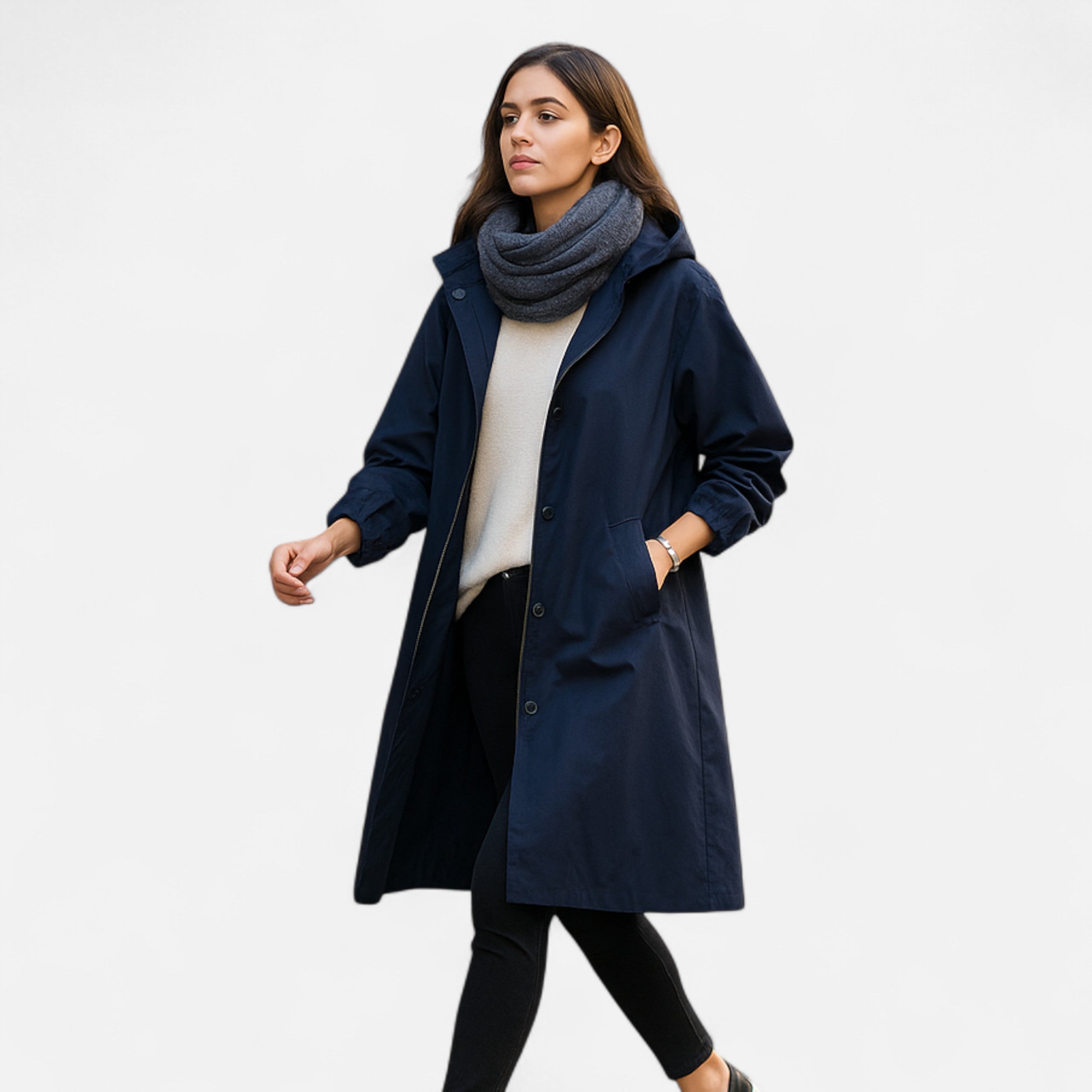 Gabardina Mujer con Capucha Impermeable Atemporal