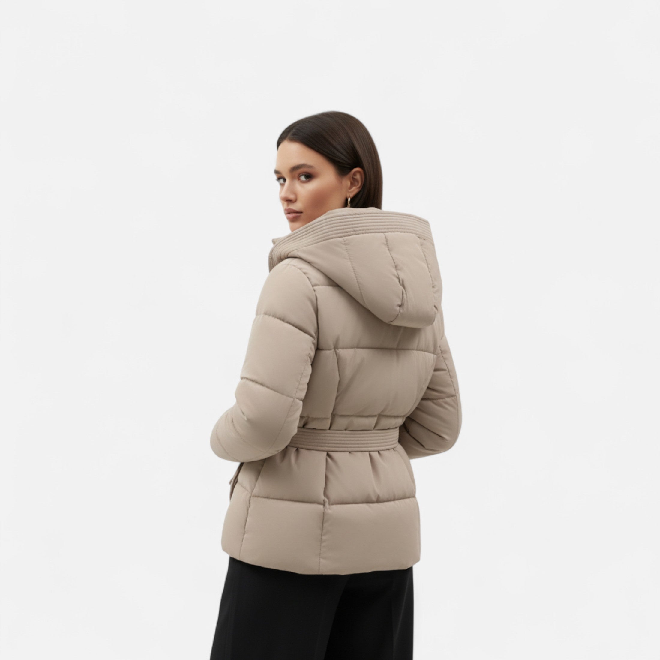 Chaqueta Mujer Invierno Acolchada con Cinturón