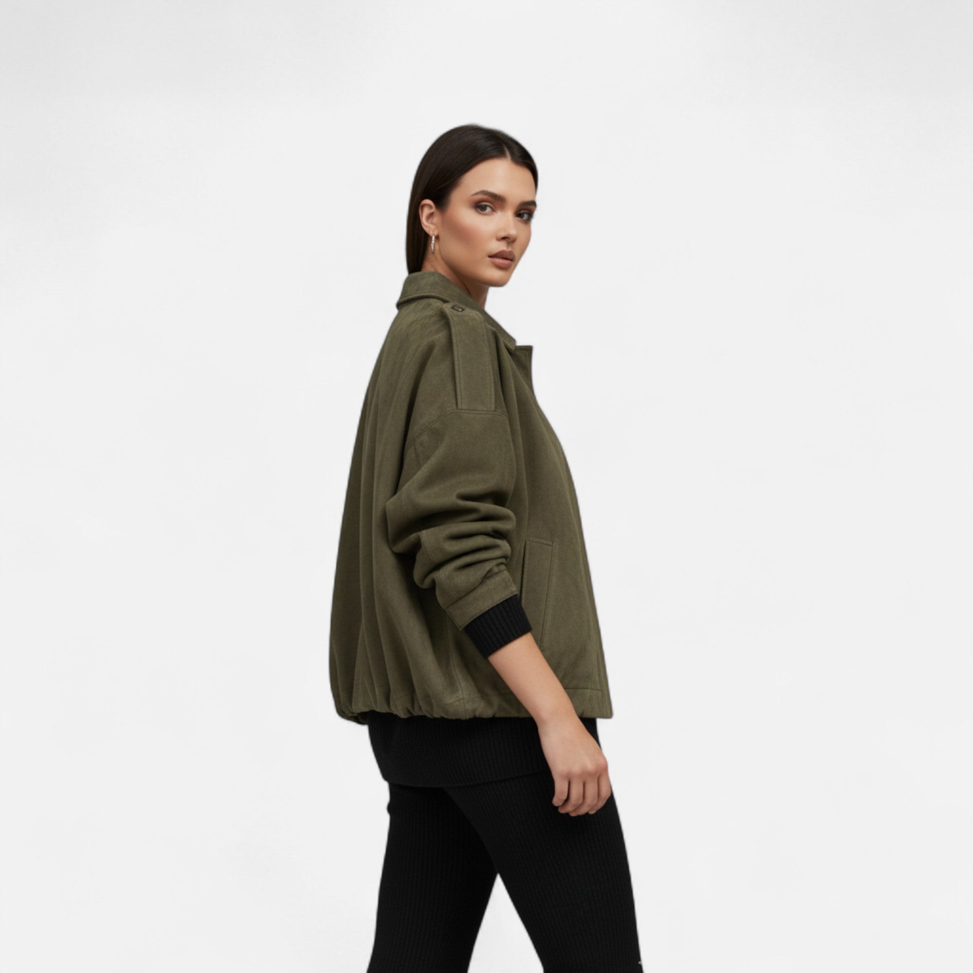 Chaqueta de Gamuza Clásica Mujer con Solapa