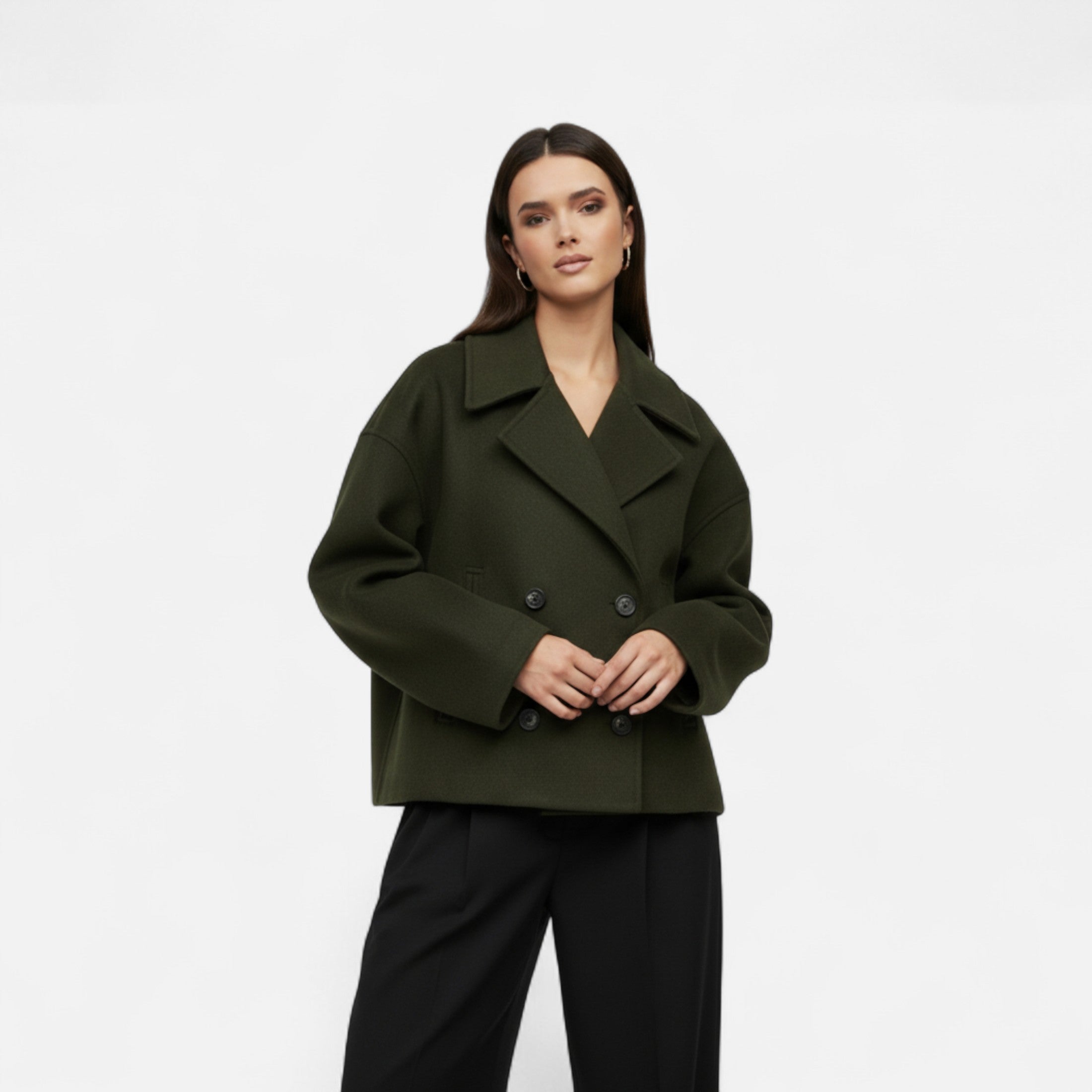 Abrigo Corto Mujer Oversize Elegante