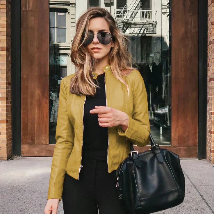 Chaqueta versátil de piel de alta calidad