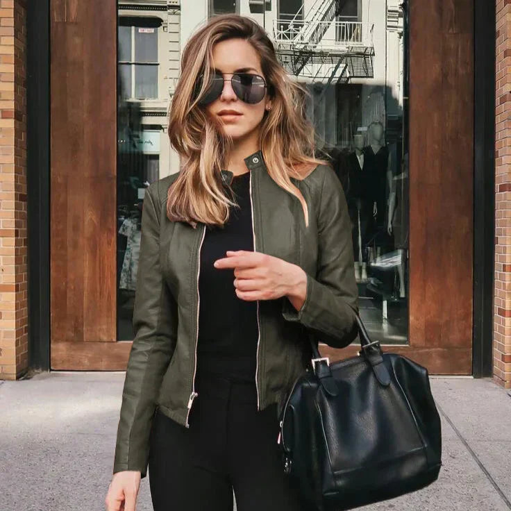 Chaqueta versátil de piel de alta calidad