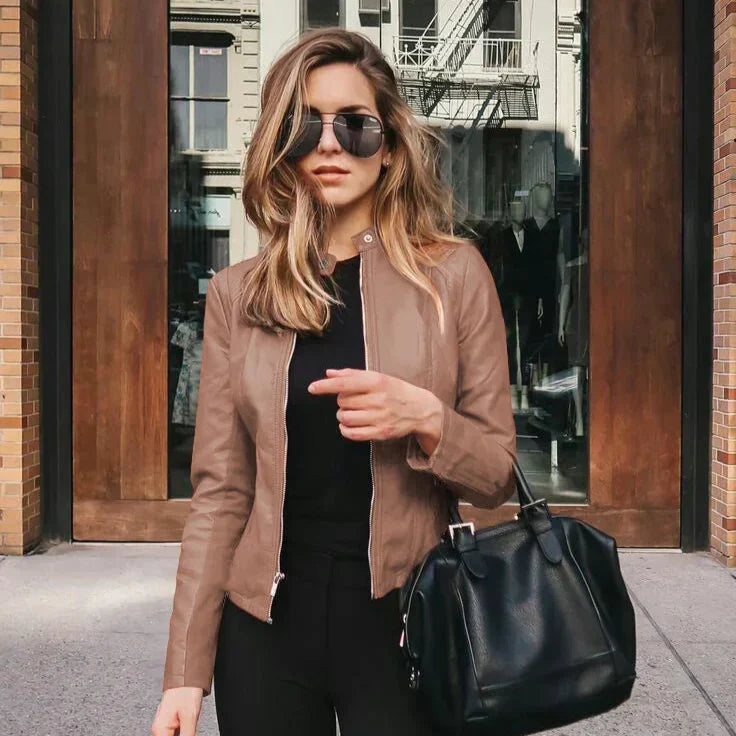 Chaqueta versátil de piel de alta calidad