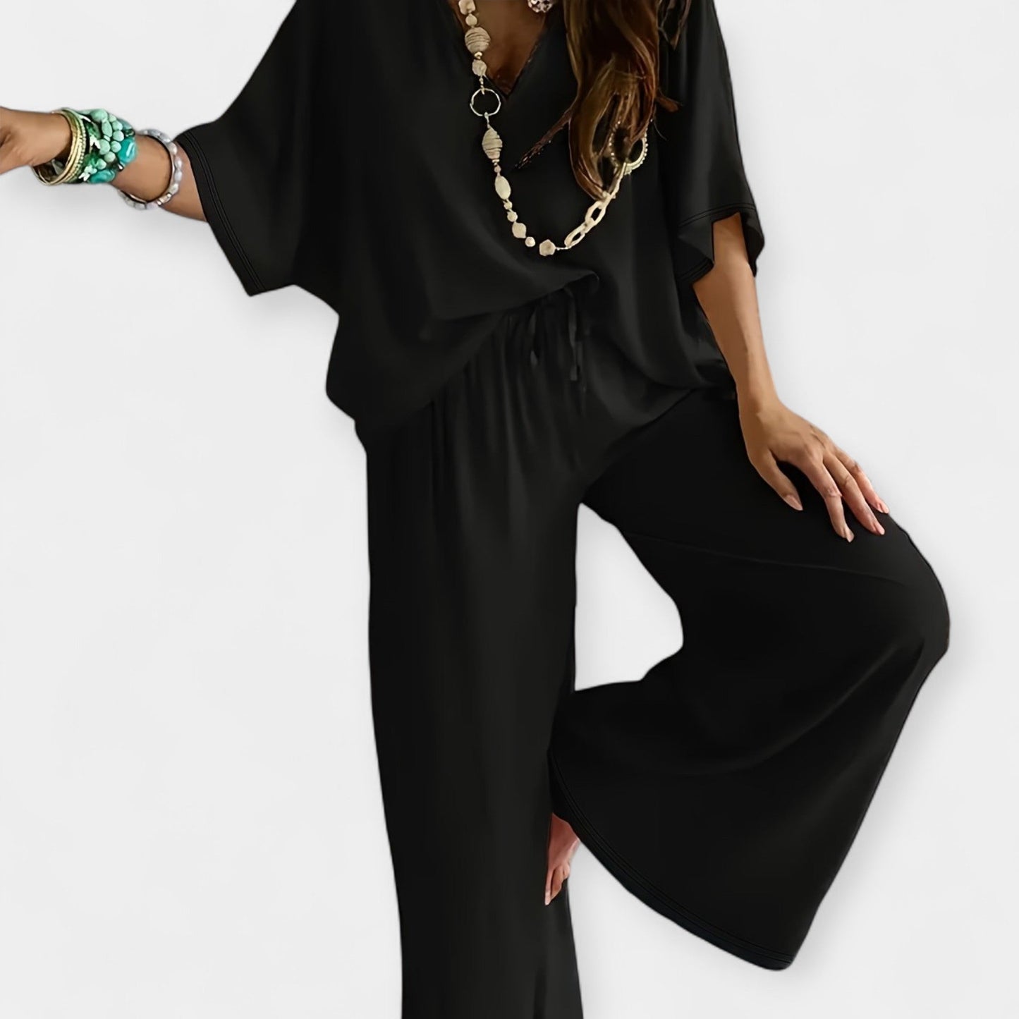 Conjunto ligero con pantalón ancho y blusa suelta