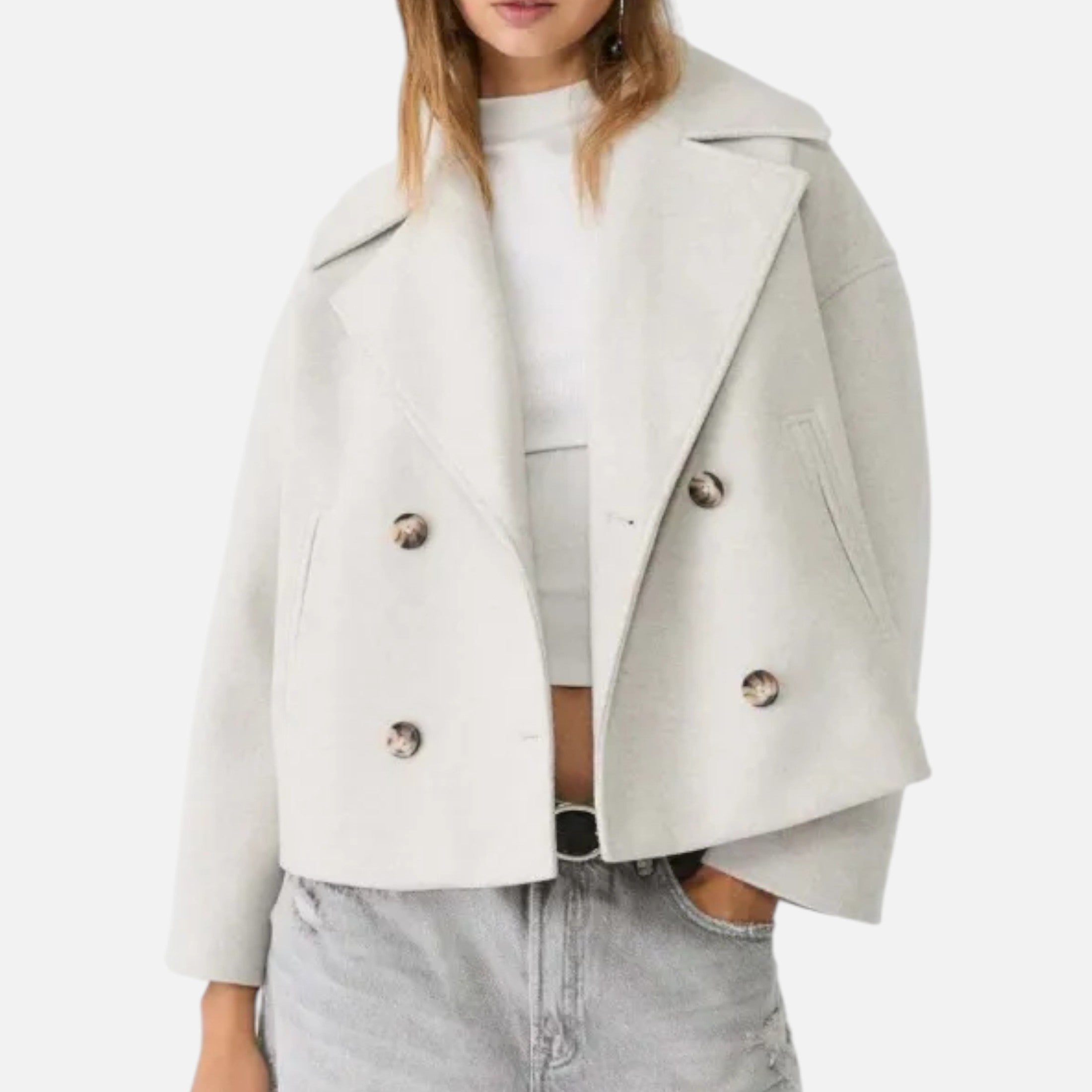 Abrigo Corto Mujer Oversize Elegante