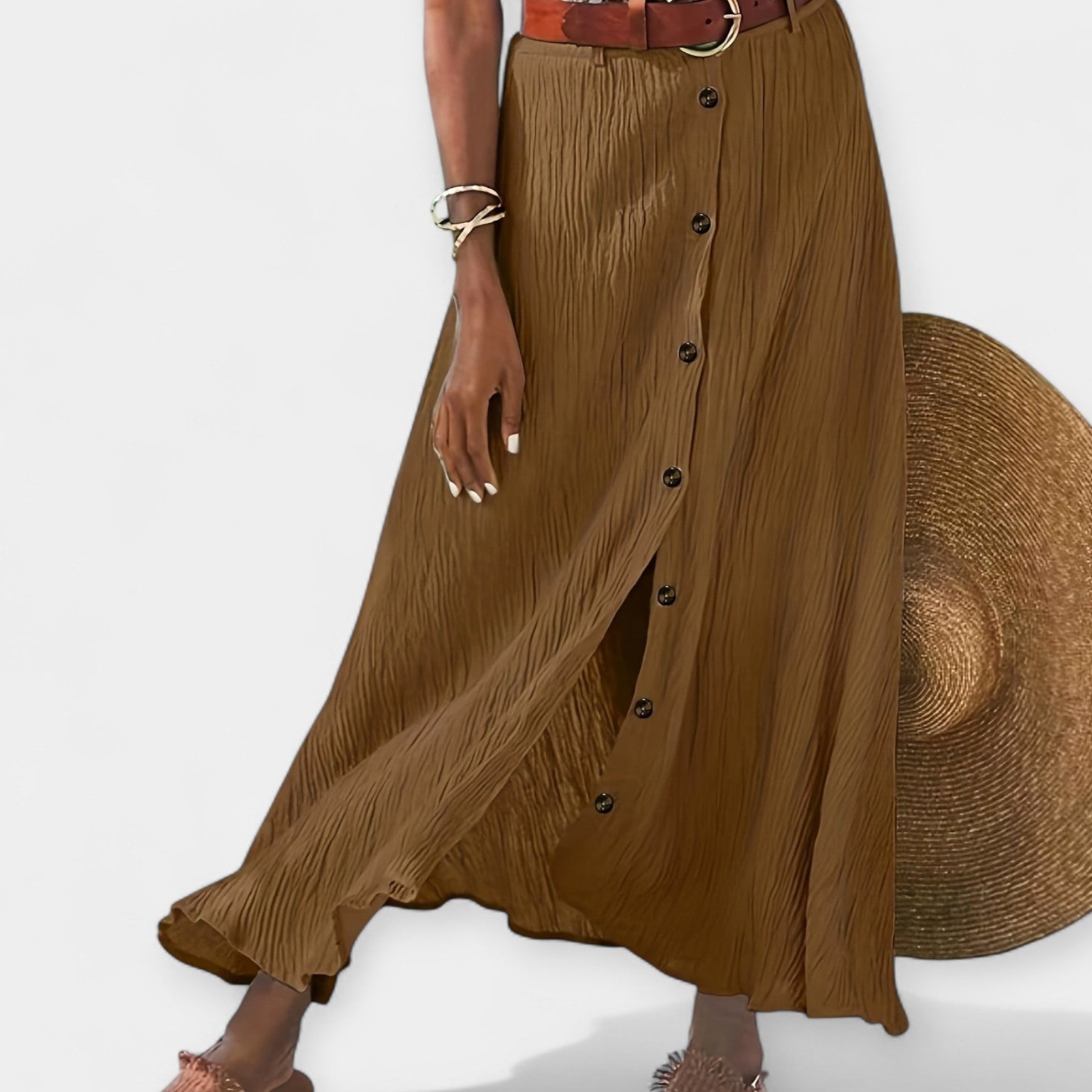 Falda Midi Semitransparente con Abertura