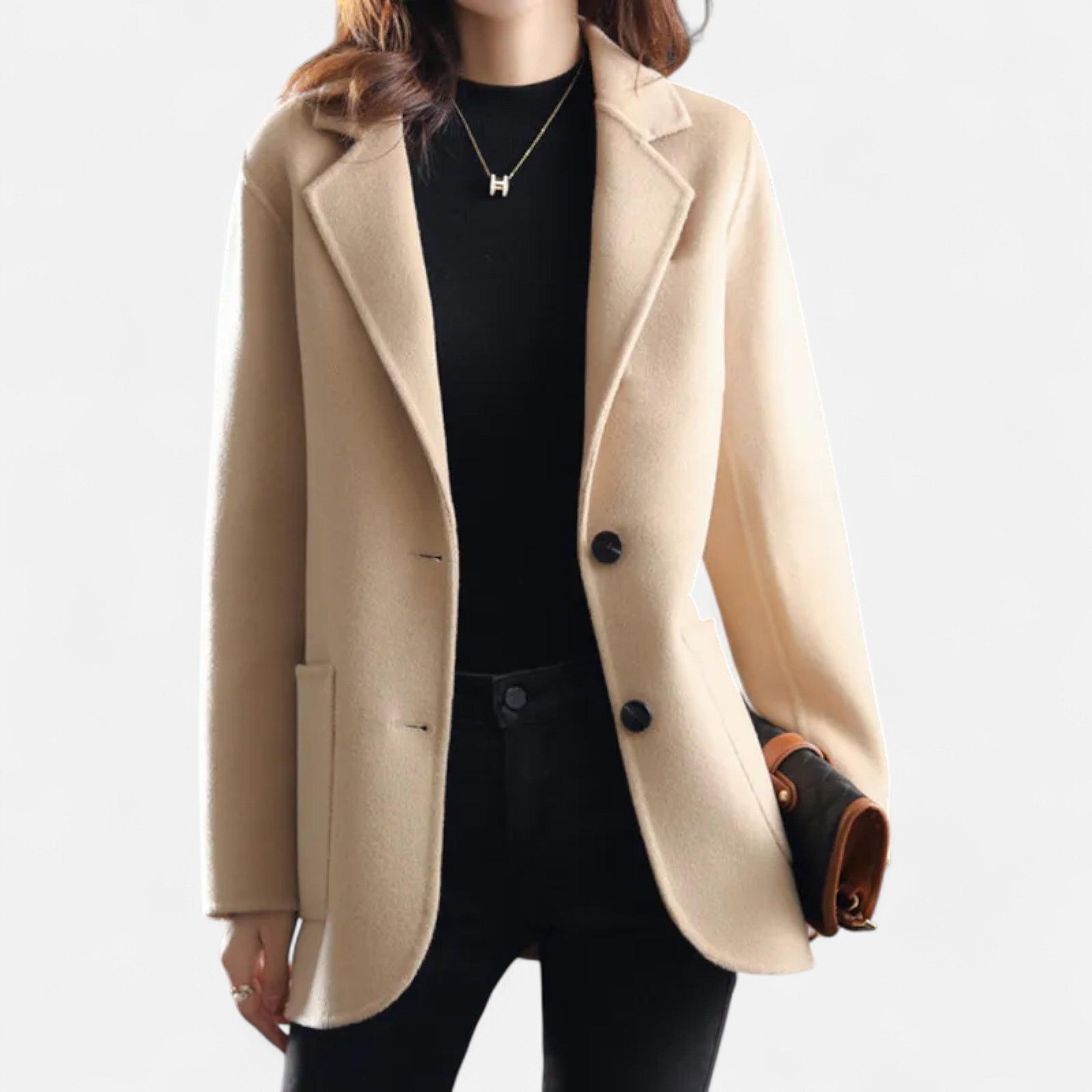 Abrigo Mujer Lana Gruesa Corte Slim Elegante