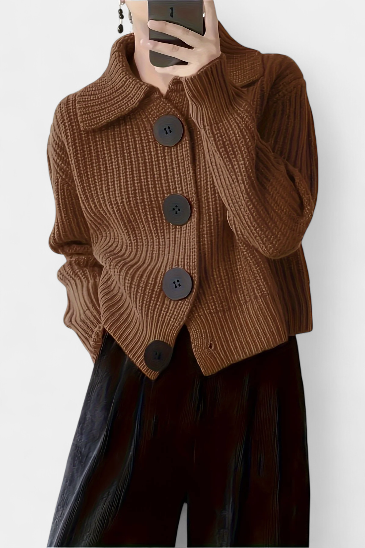 Juliet Chaqueta Suéter Punto Premium Con Botón Único Encanto