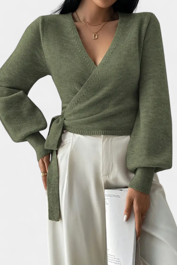 Suéter Persephone Con Tirantes Cruzados Cuello V Moderno