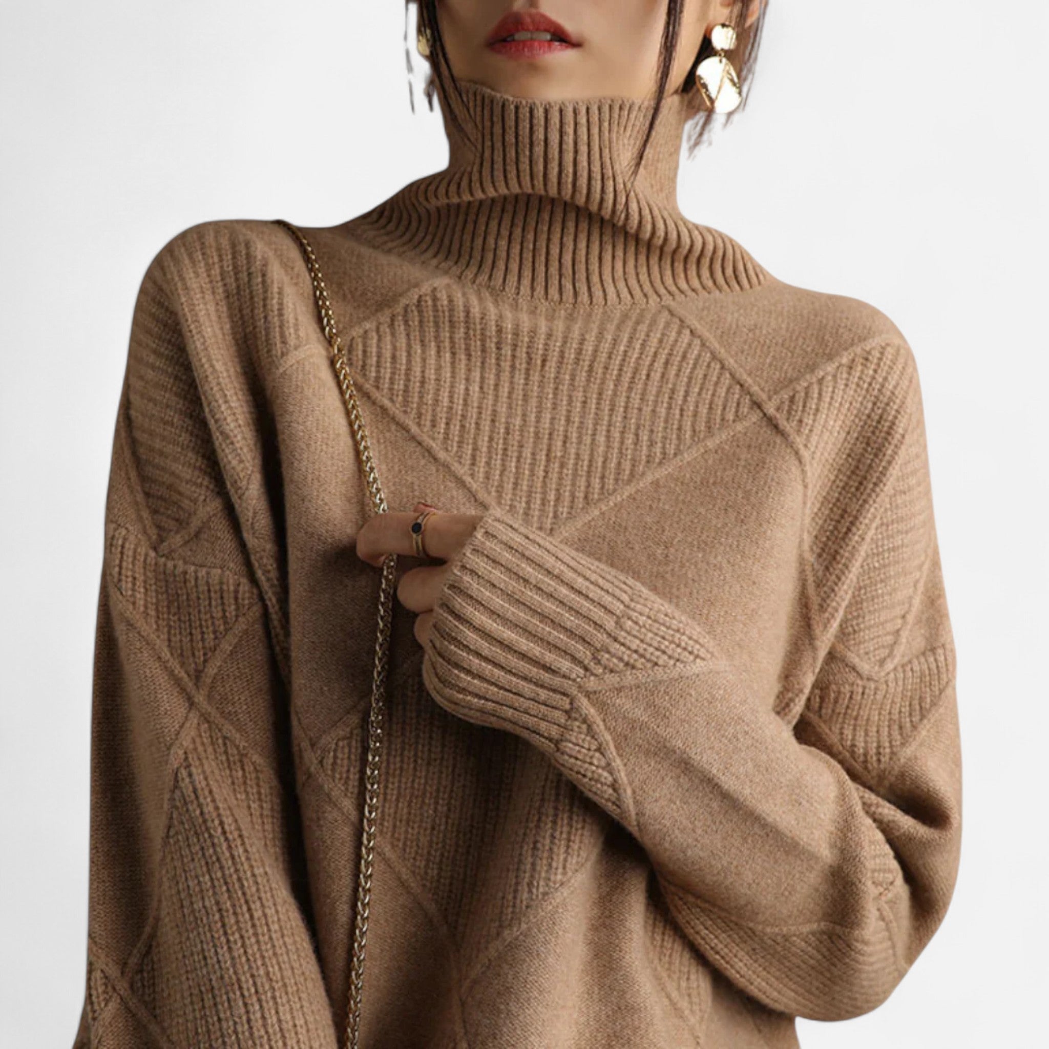 Suéter Mujer Cachemira Cuello Alto Envolvente