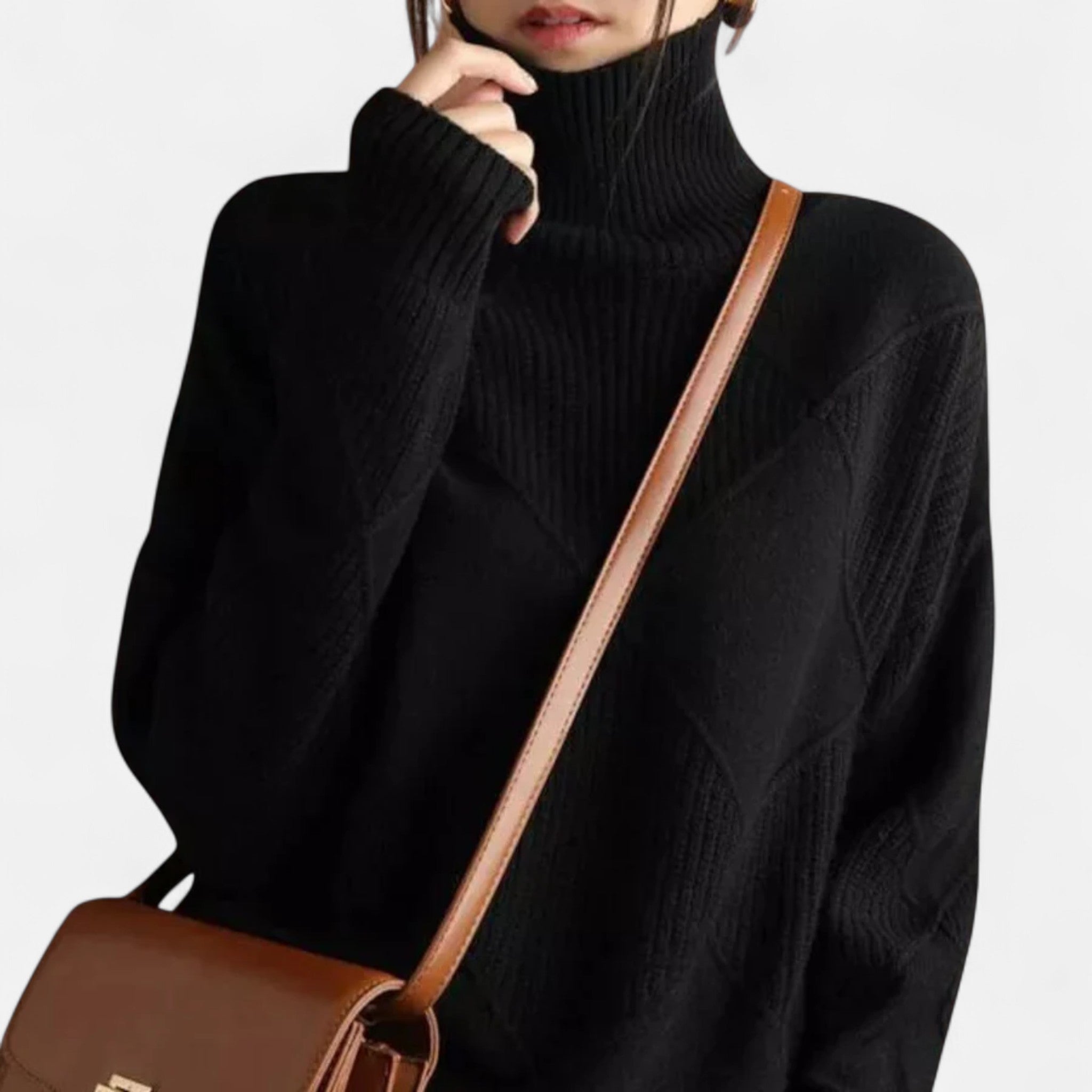 Suéter Mujer Cachemira Cuello Alto Envolvente