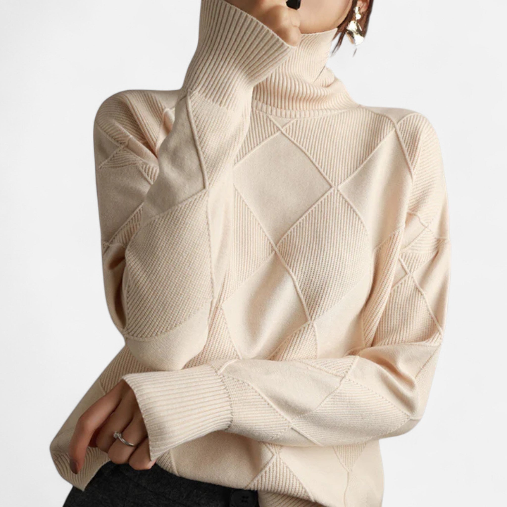 Suéter Mujer Cachemira Cuello Alto Envolvente