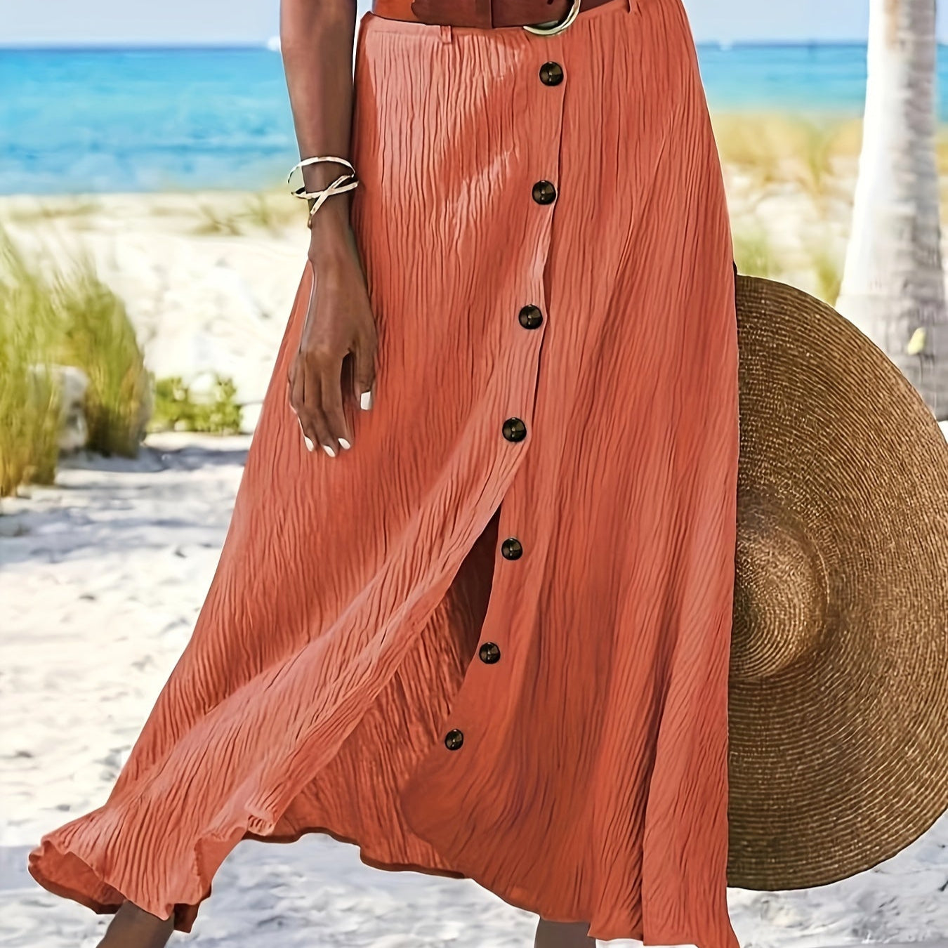 Falda Midi Semitransparente con Abertura