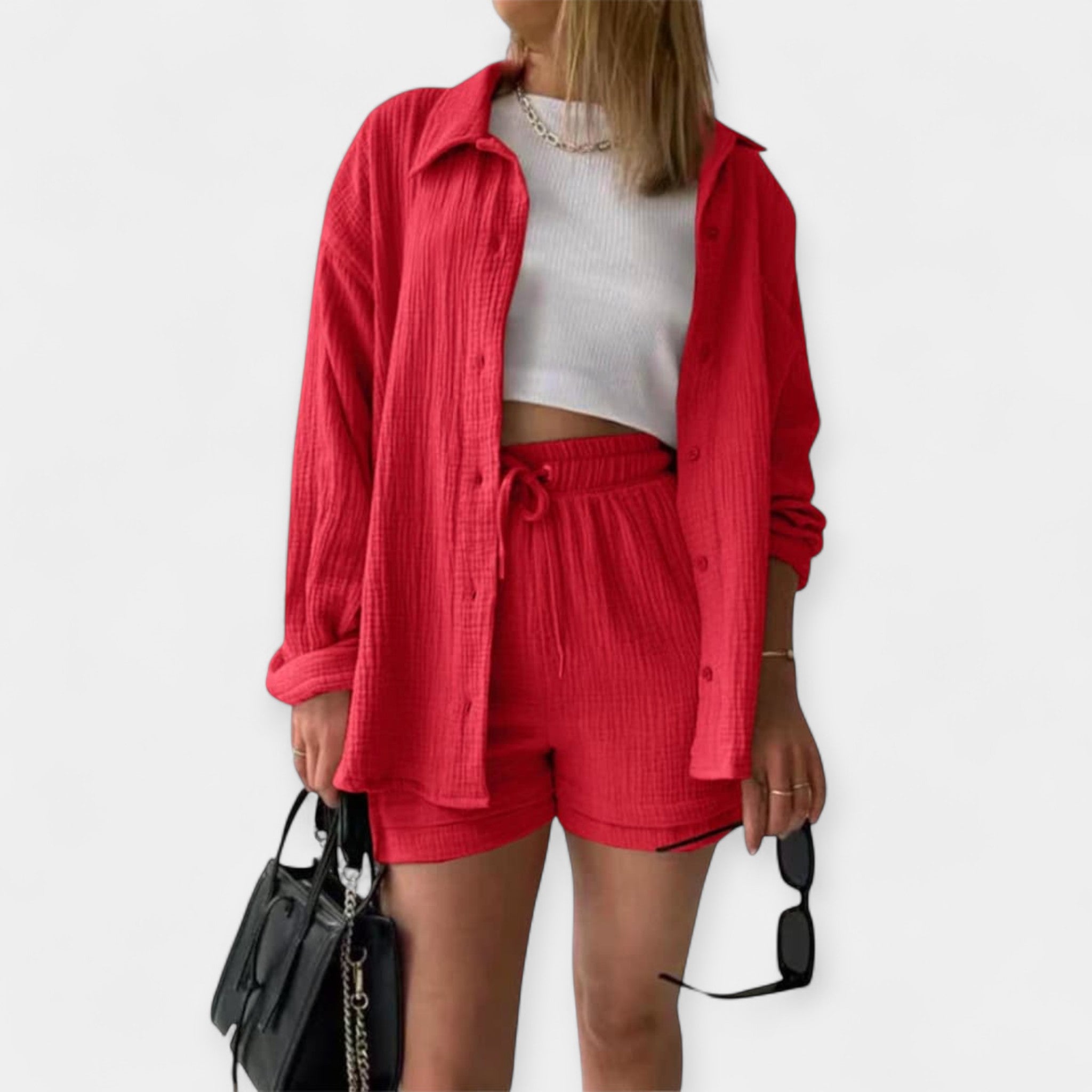 conjunto bicolor de verano con top y short