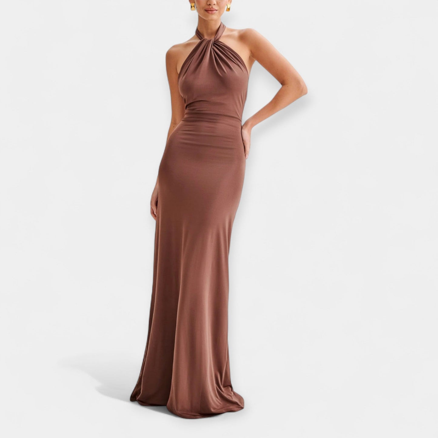Vestido maxi con lazada en el cuello