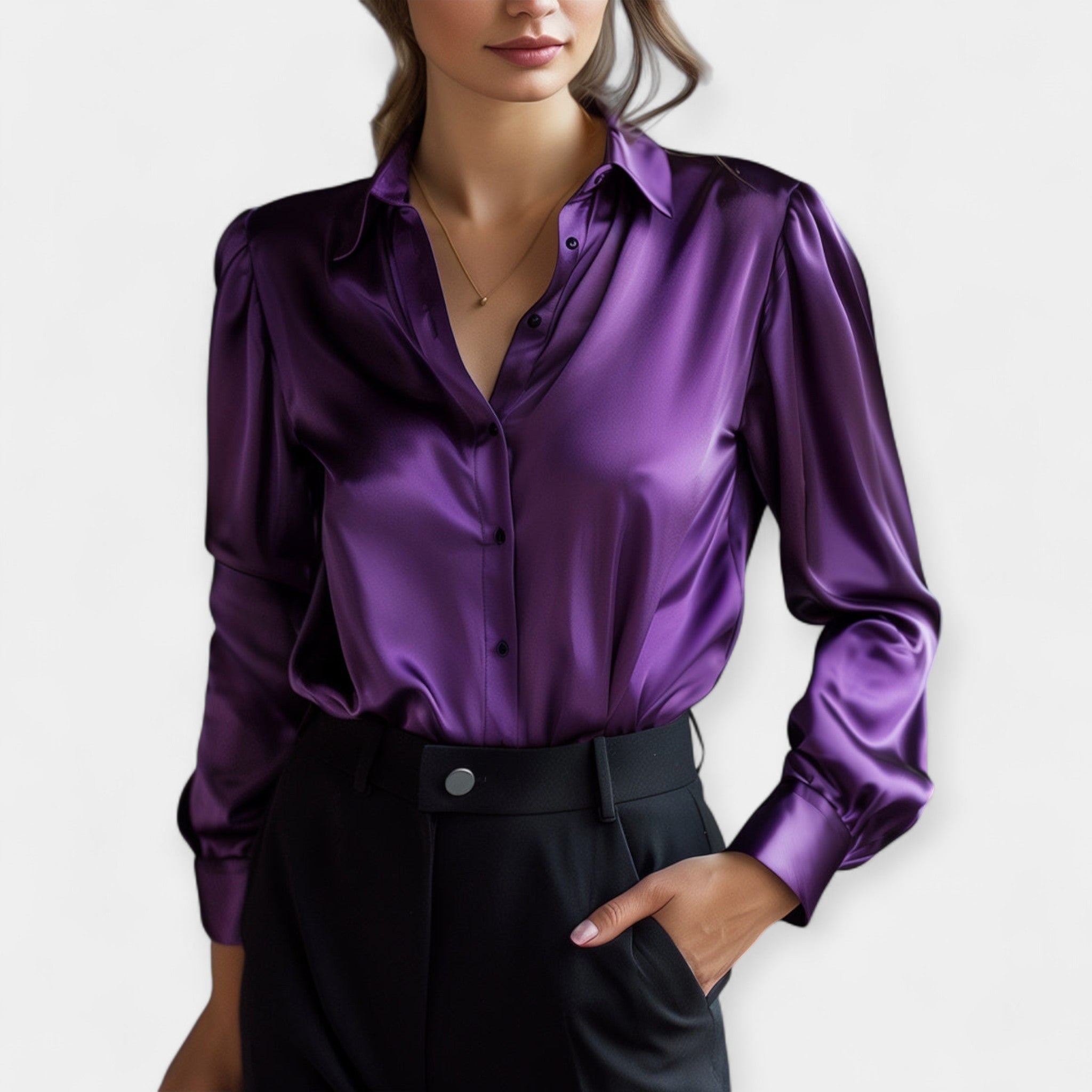 Blusa de Satén con Cuello