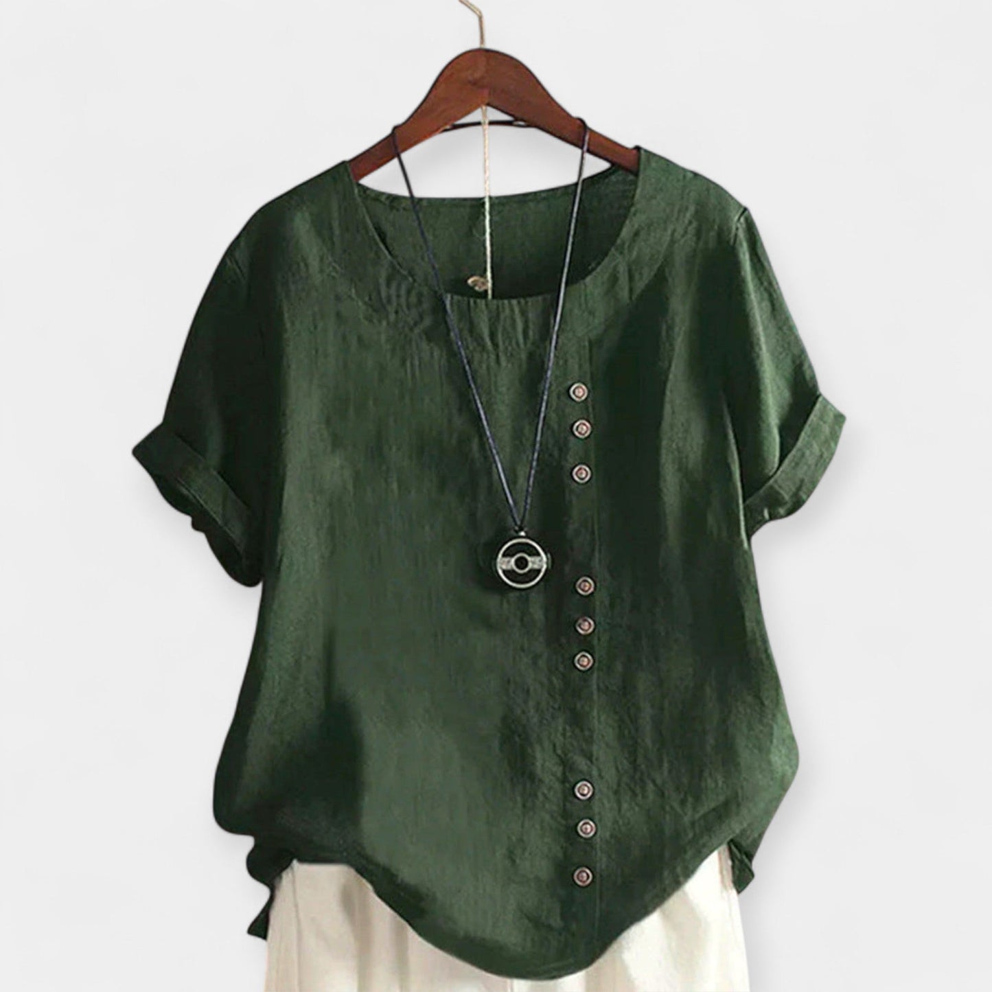 Blusa con Botones y Mangas Cortas