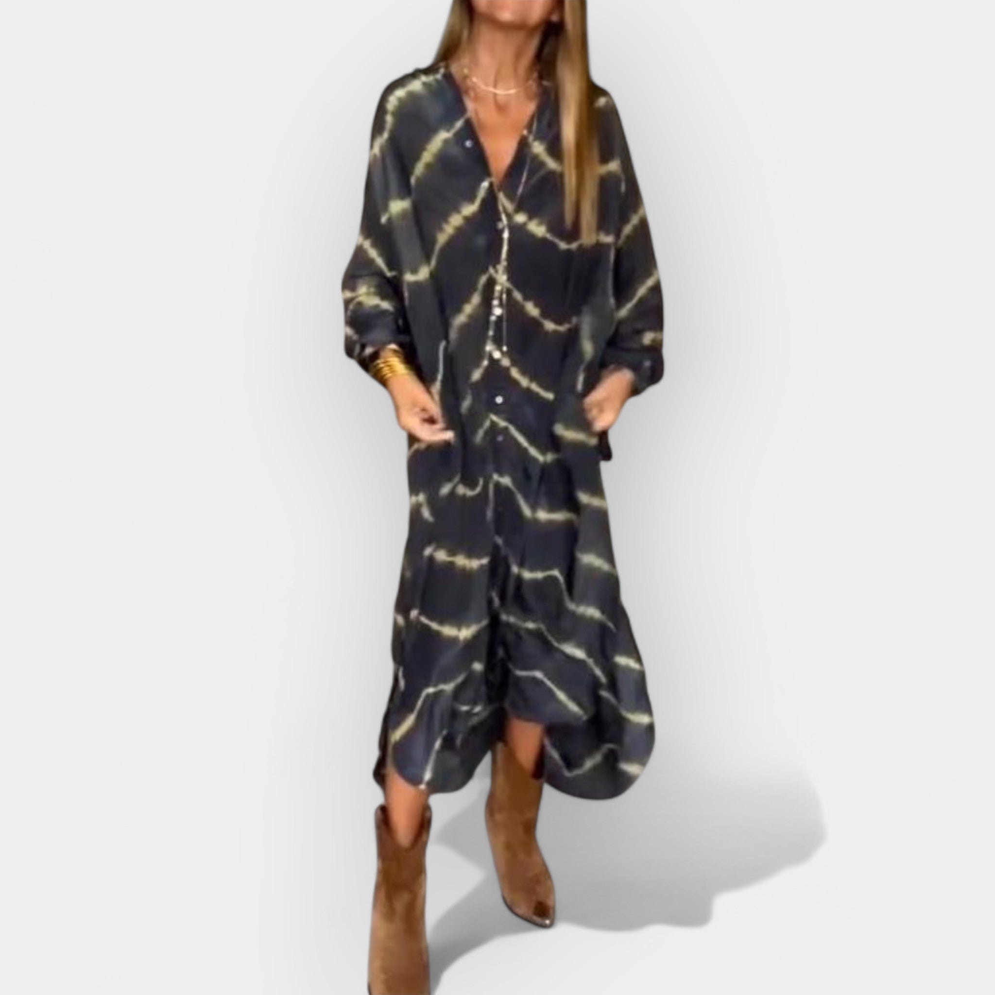 Vestido largo bohemio a rayas