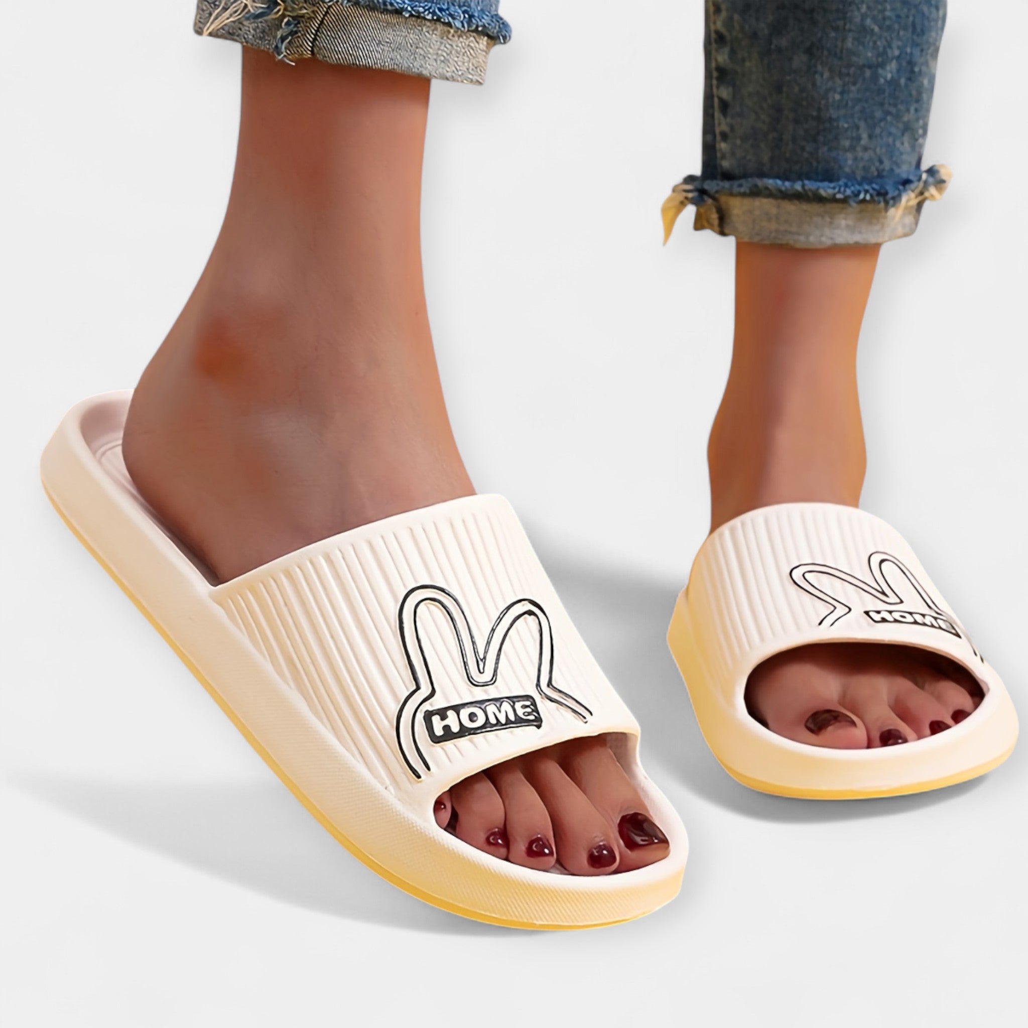 Pantuflas para Mujer con Diseño de Caricatura y Dedos Abiertos