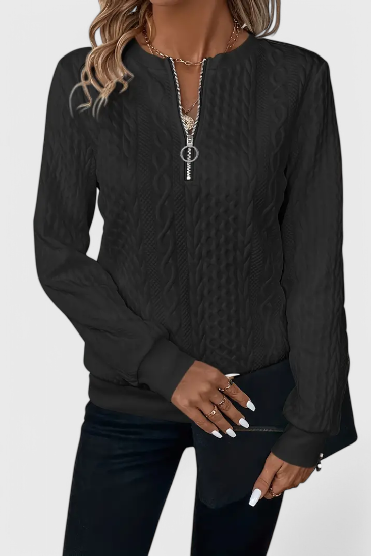 Jersey de Punto Premium Zoey con Cremallera Pulida Exclusiva