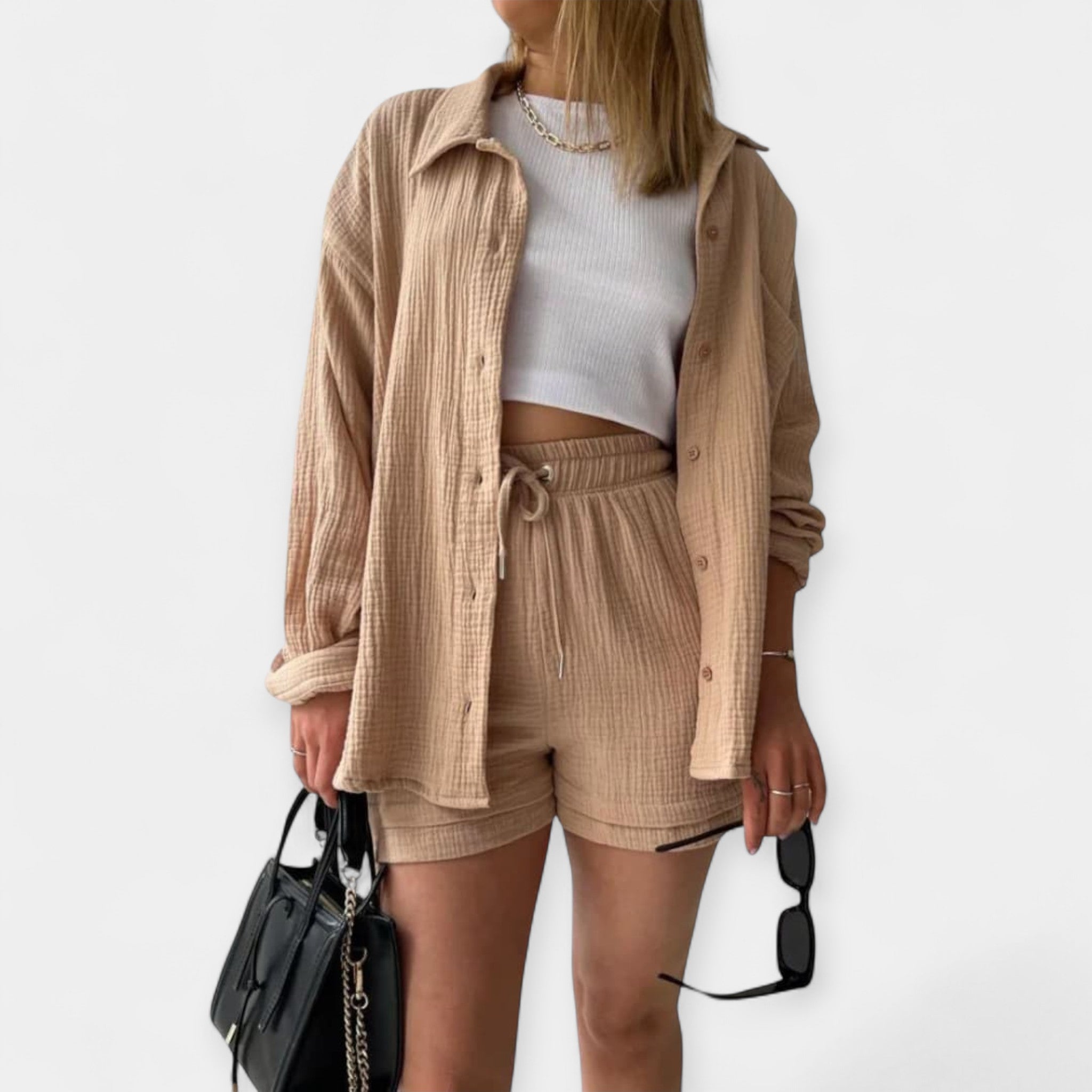 conjunto bicolor de verano con top y short