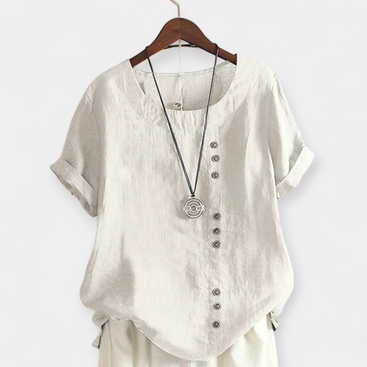 Blusa con Botones y Mangas Cortas