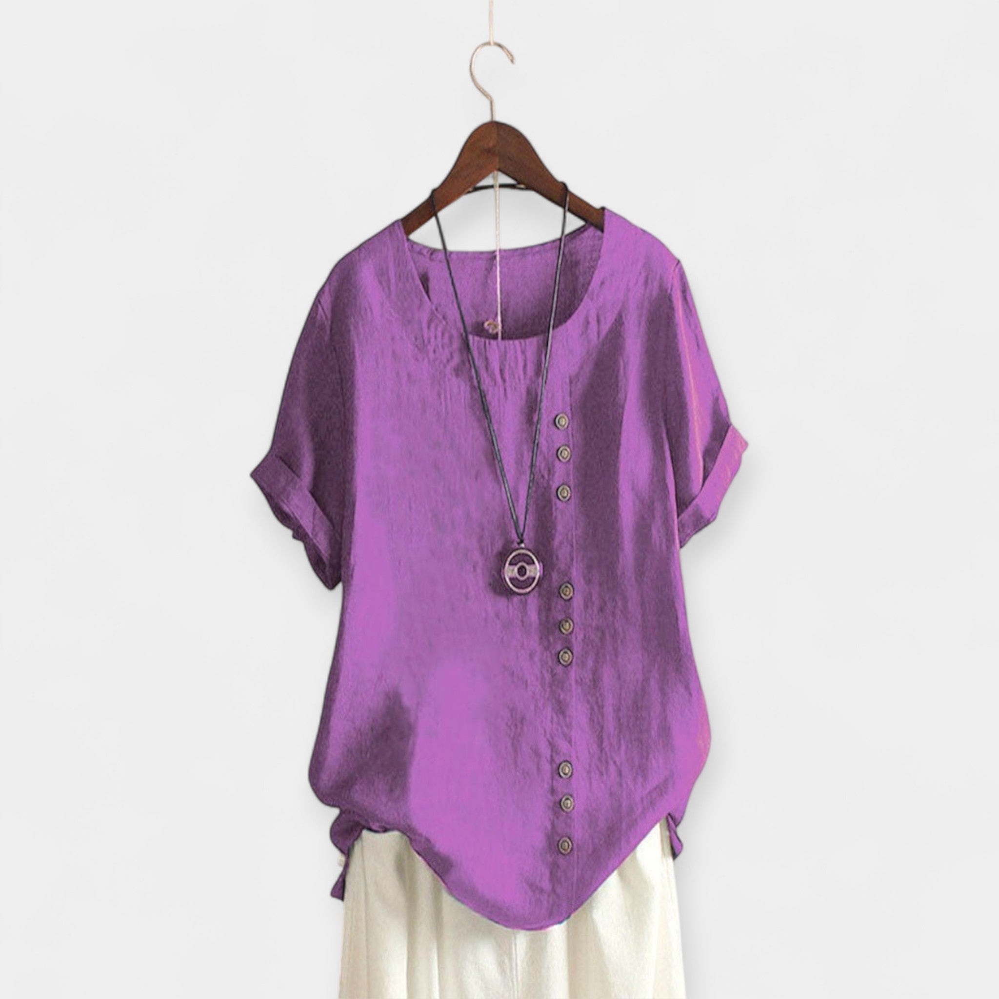 Blusa con Botones y Mangas Cortas