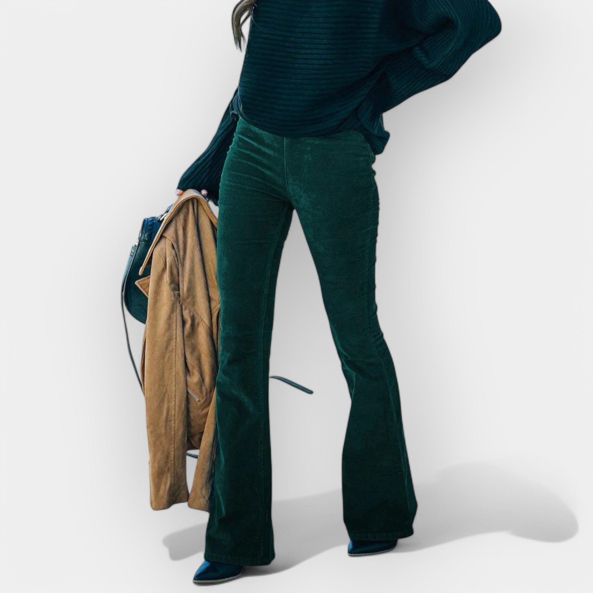 Pantalón de Cintura Alta con Corte Acampanado