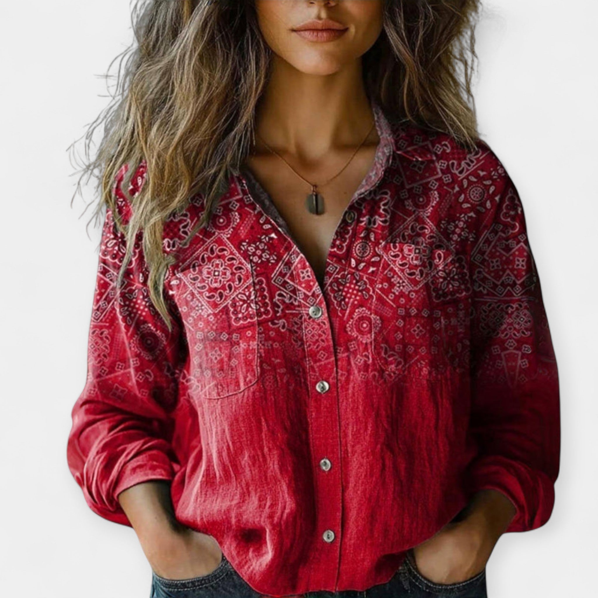 Blusa Vintage con Estampado