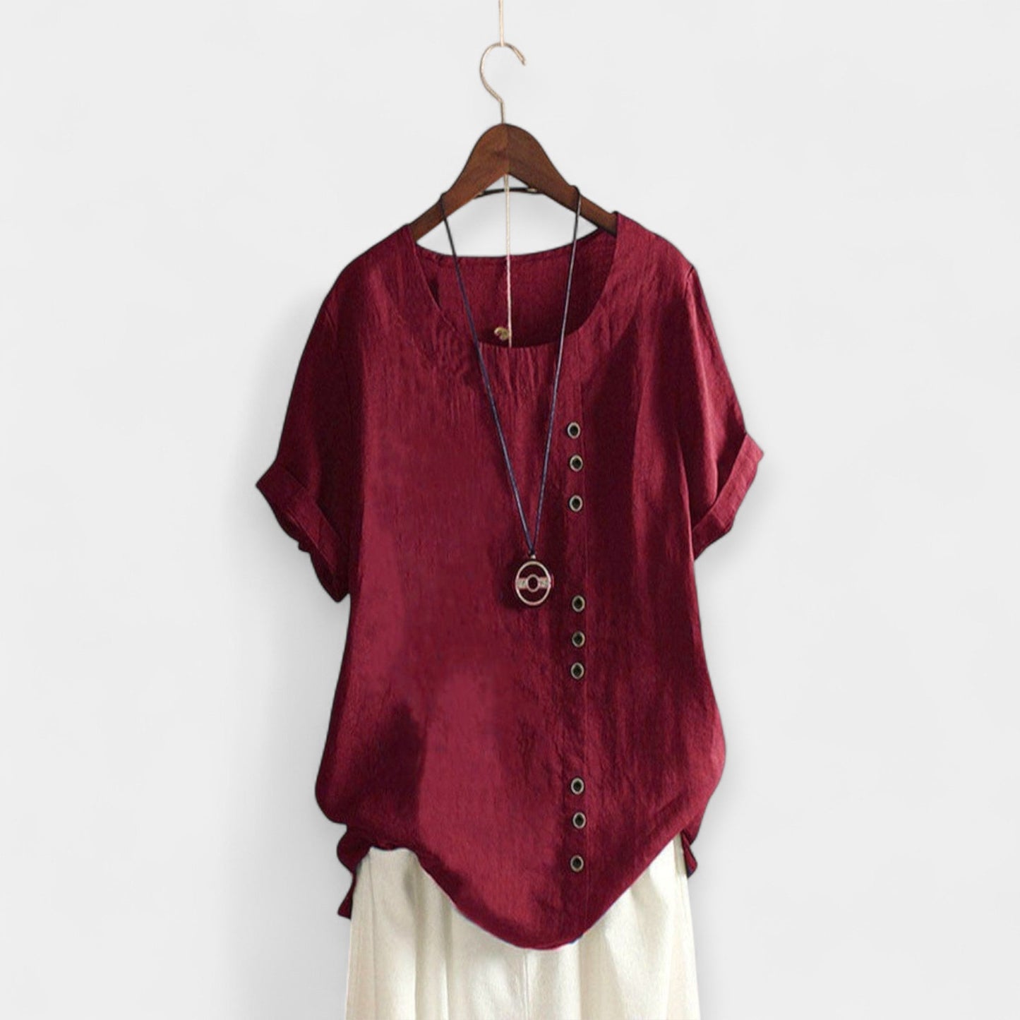 Blusa con Botones y Mangas Cortas