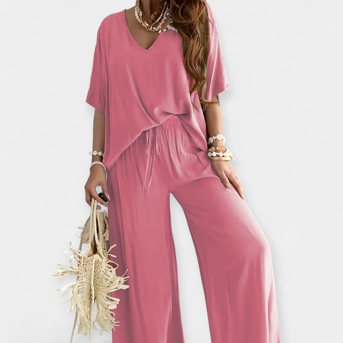 Conjunto ligero con pantalón ancho y blusa suelta