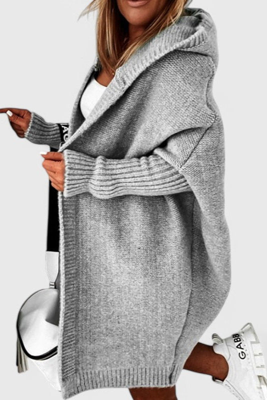 Cárdigan Oversized Capucha Tejido Grueso Exclusivo Genial