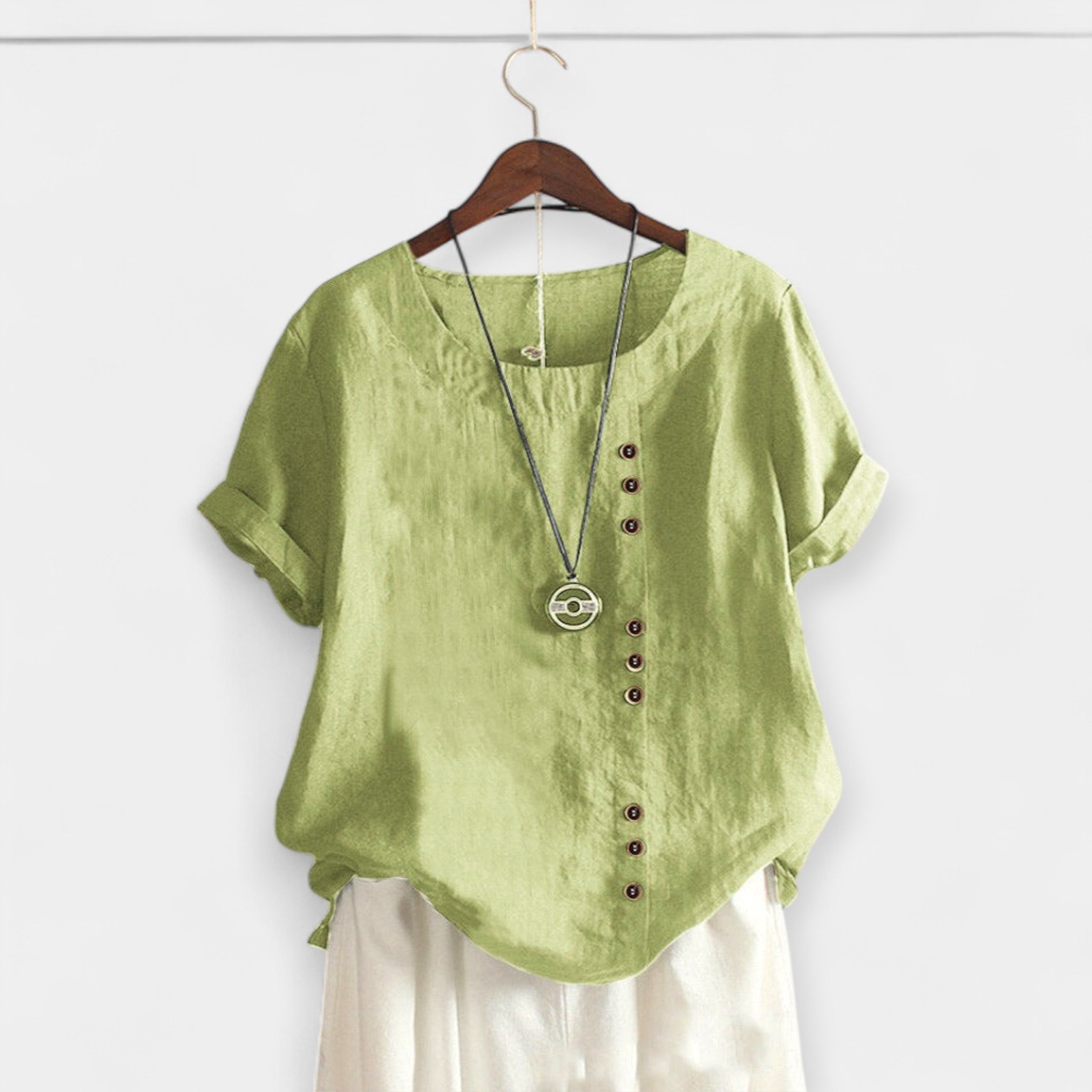 Blusa con Botones y Mangas Cortas