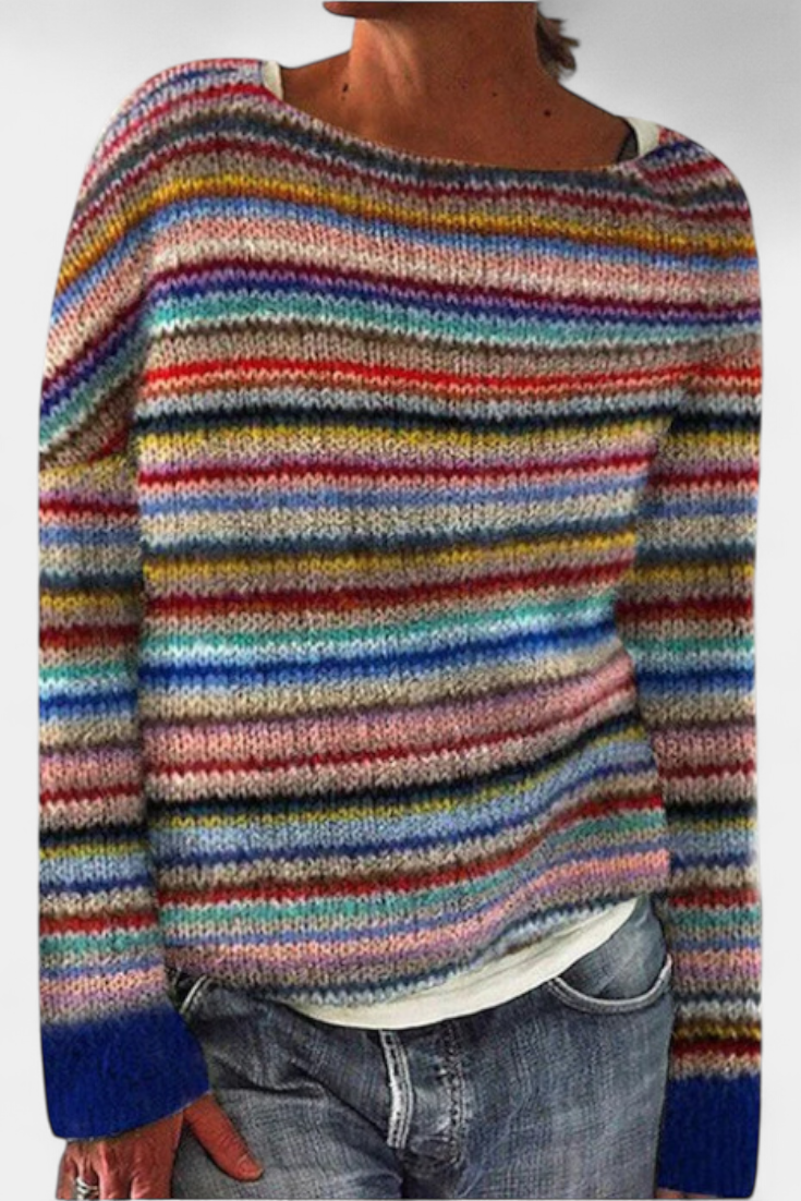 Jersey De Punto Estampado Nórdico Exclusivo Colorido Chic