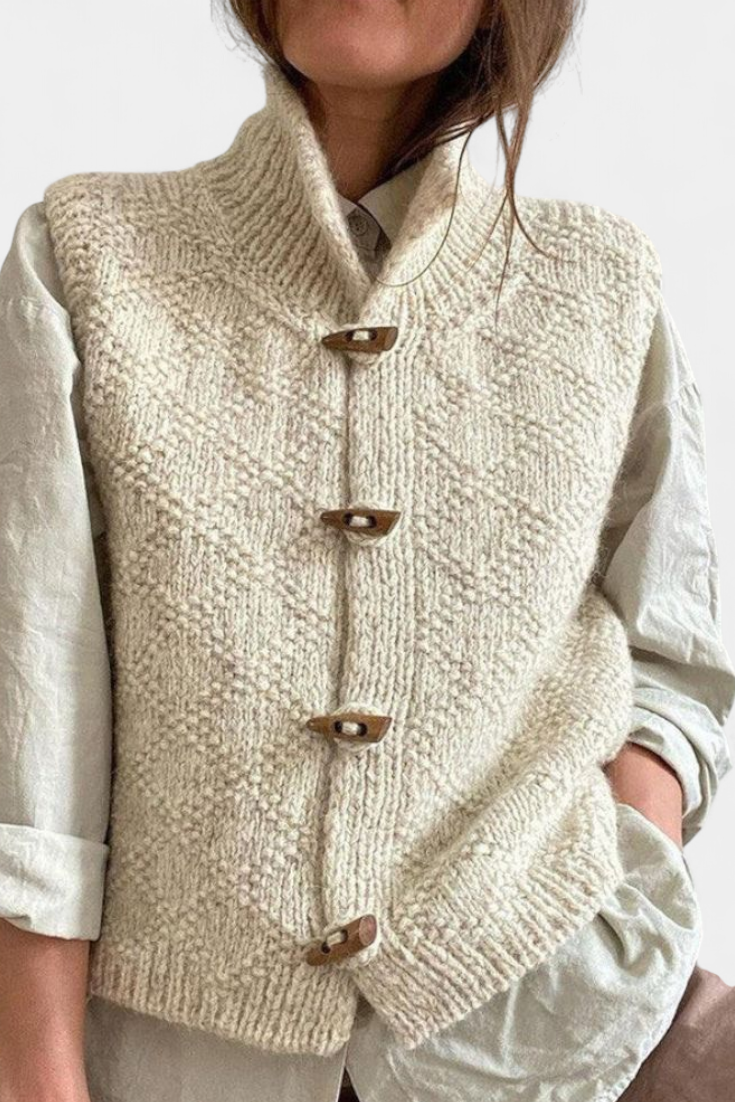 Sofija Cárdigan Sin Mangas Botones Refinados Colección Chic