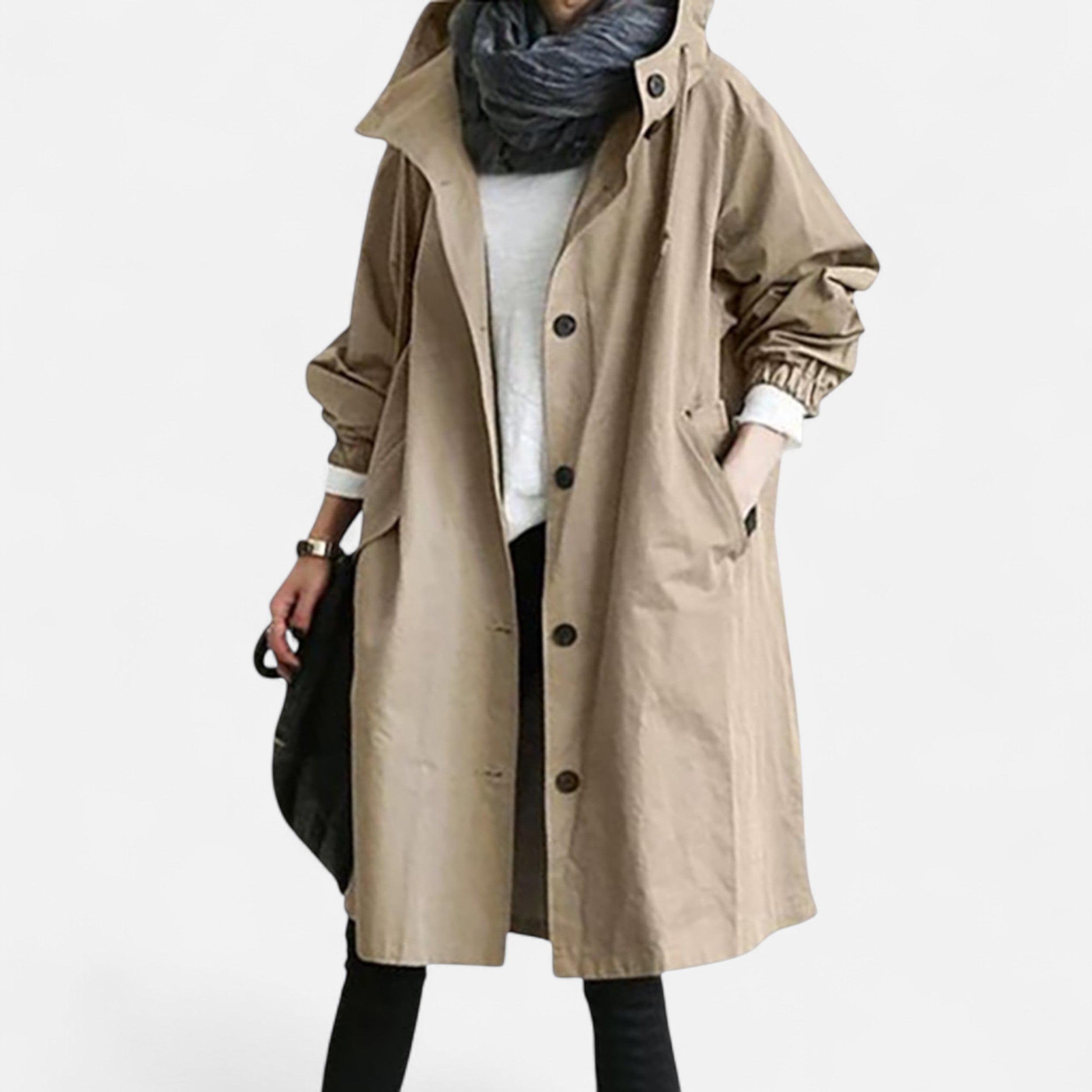 Gabardina Mujer con Capucha Impermeable Atemporal